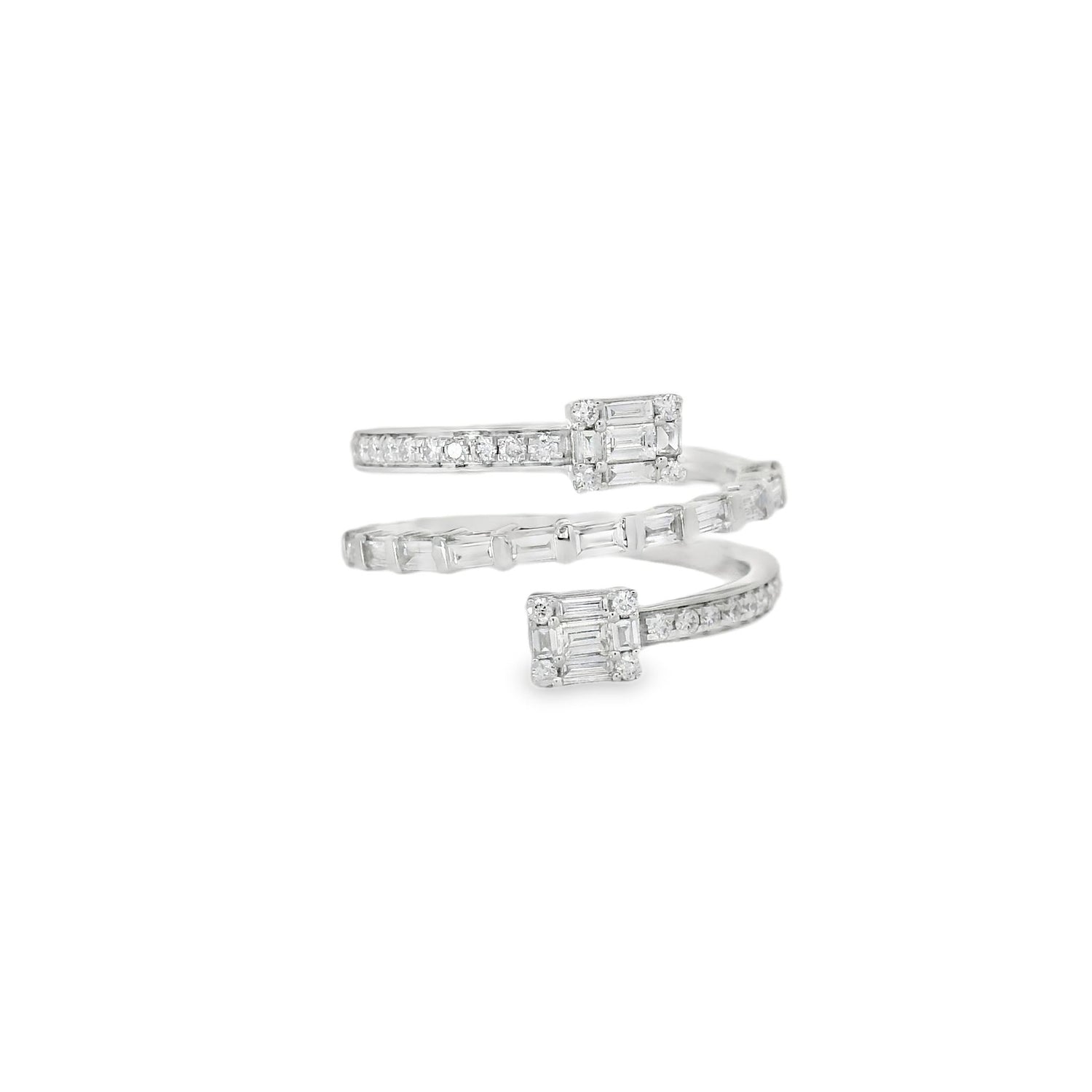 Stunning Triple Layer Baguettes Open Ring