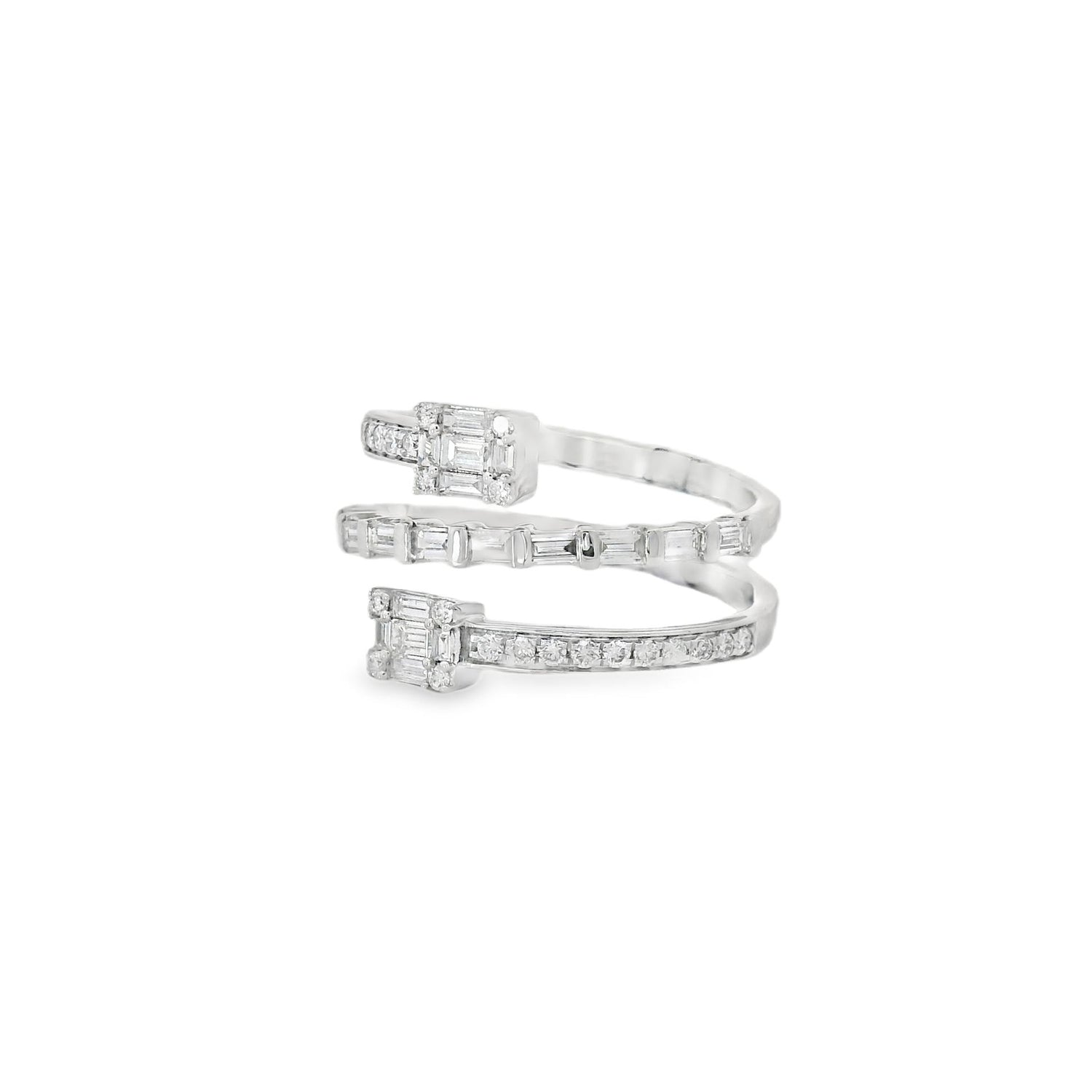 Stunning Triple Layer Baguettes Open Ring