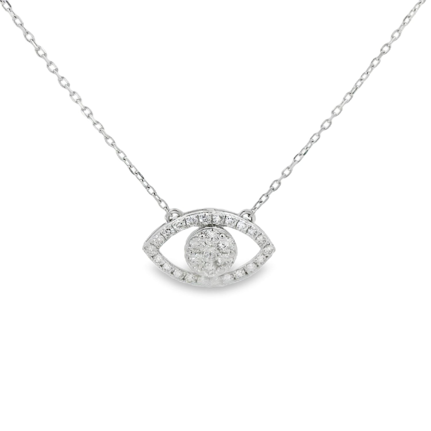 Simple Cluster Diamond Eye White Pendant