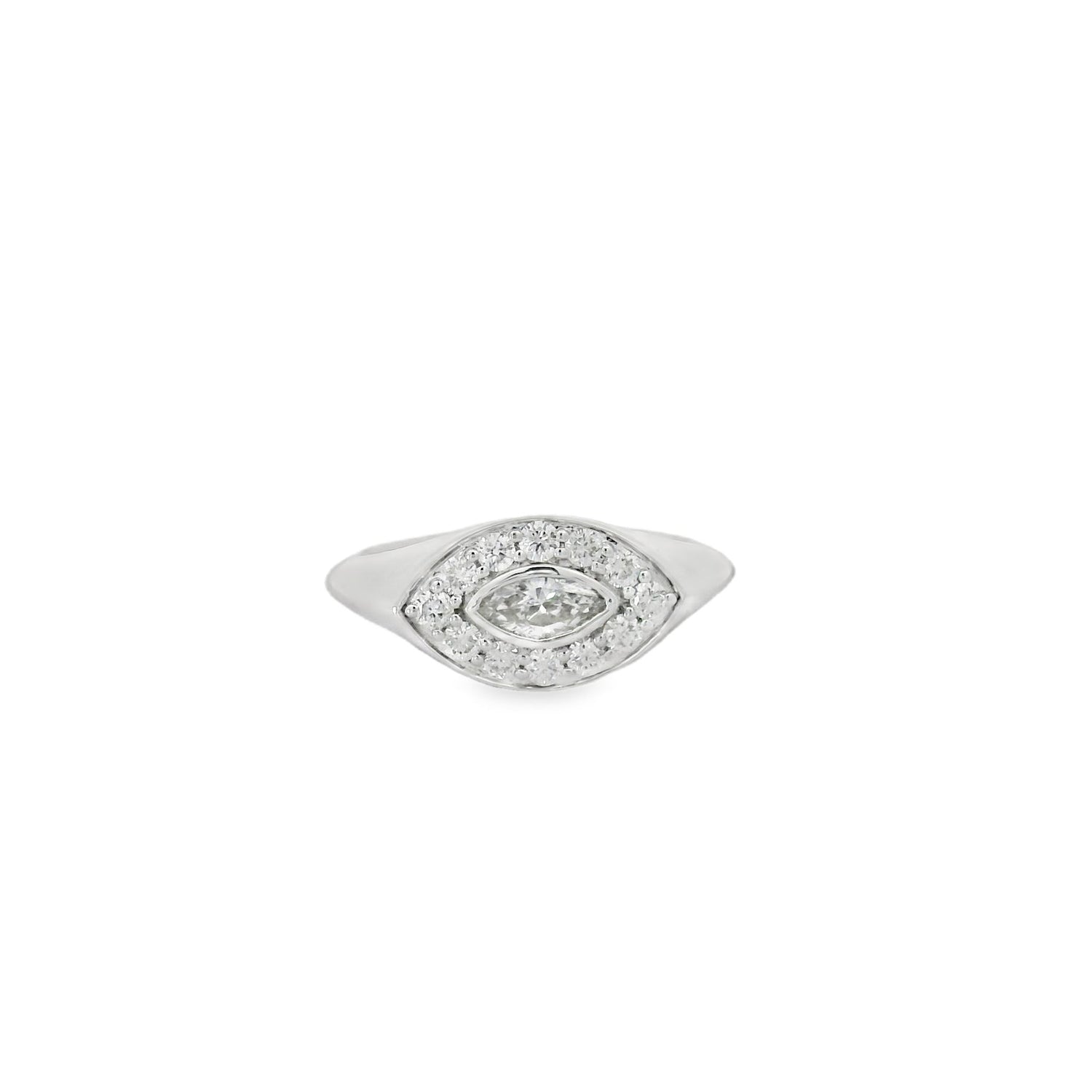 Stunning Halo Marquise Diamond Pinky Ring