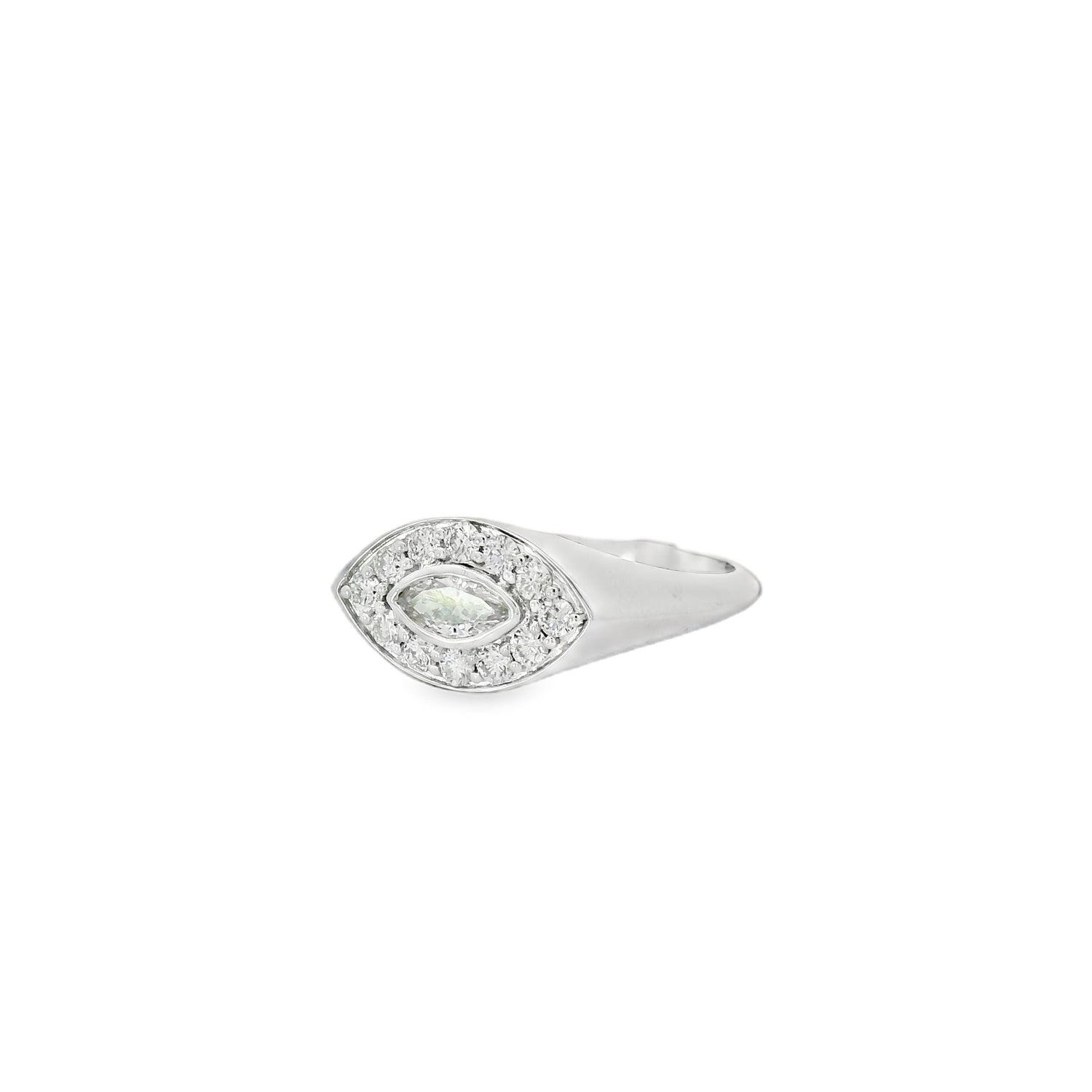 Stunning Halo Marquise Diamond Pinky Ring