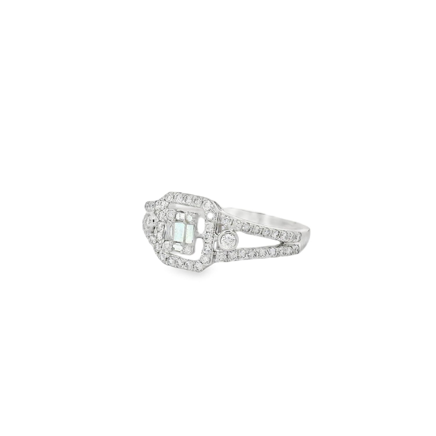 Elegant Double Layer Halo Diamond Ring