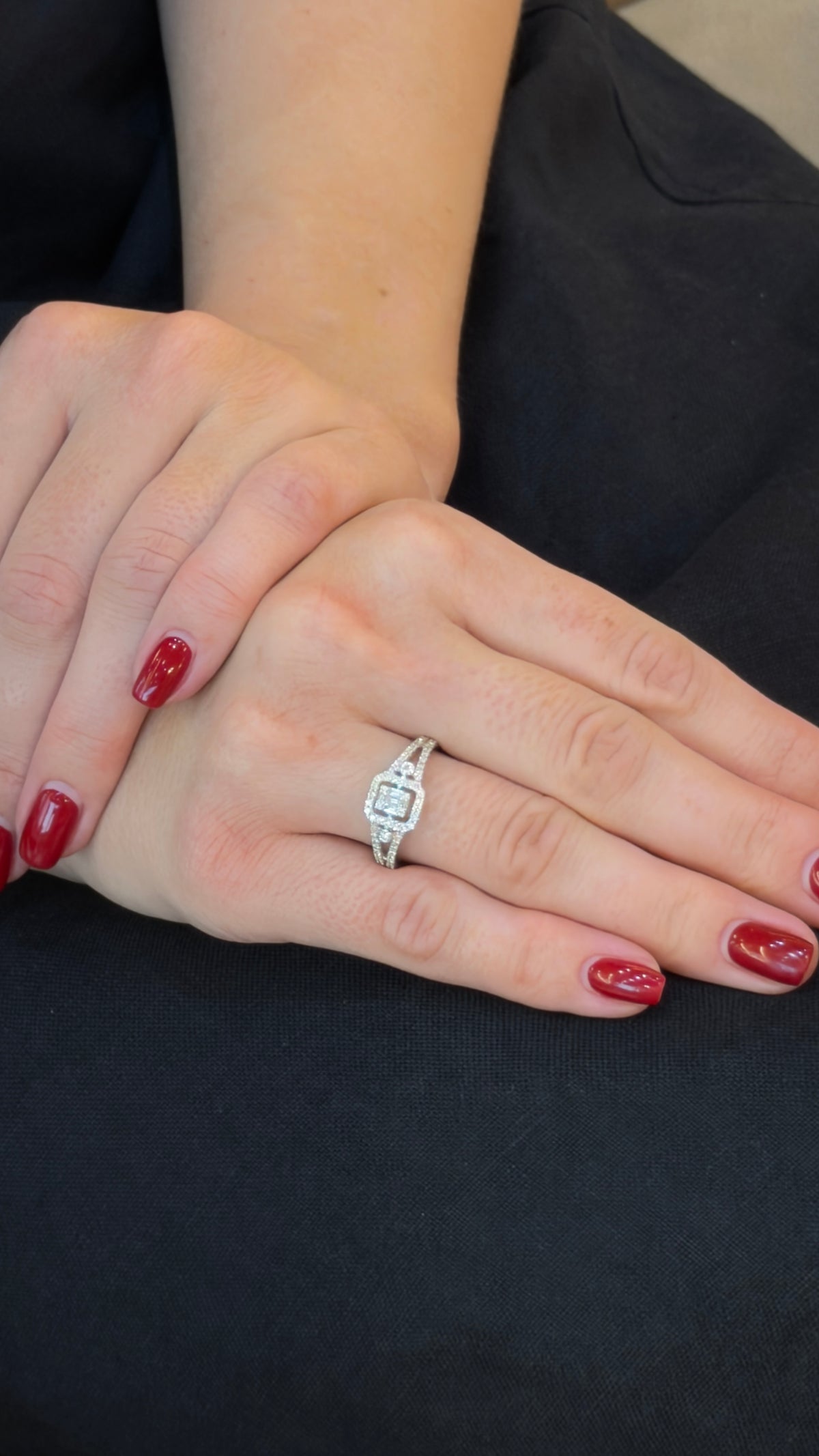 Elegant Double Layer Halo Diamond Ring - additional view