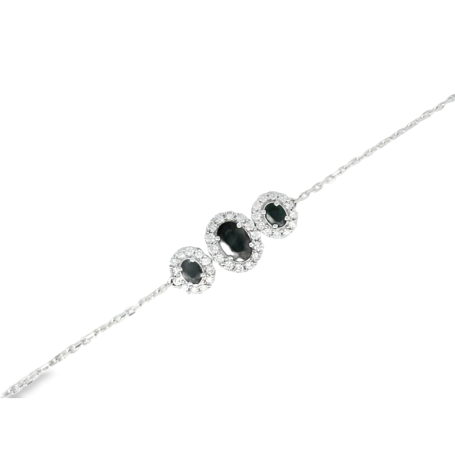 Delicate Oval Sapphire Halo Diamond Bracelet