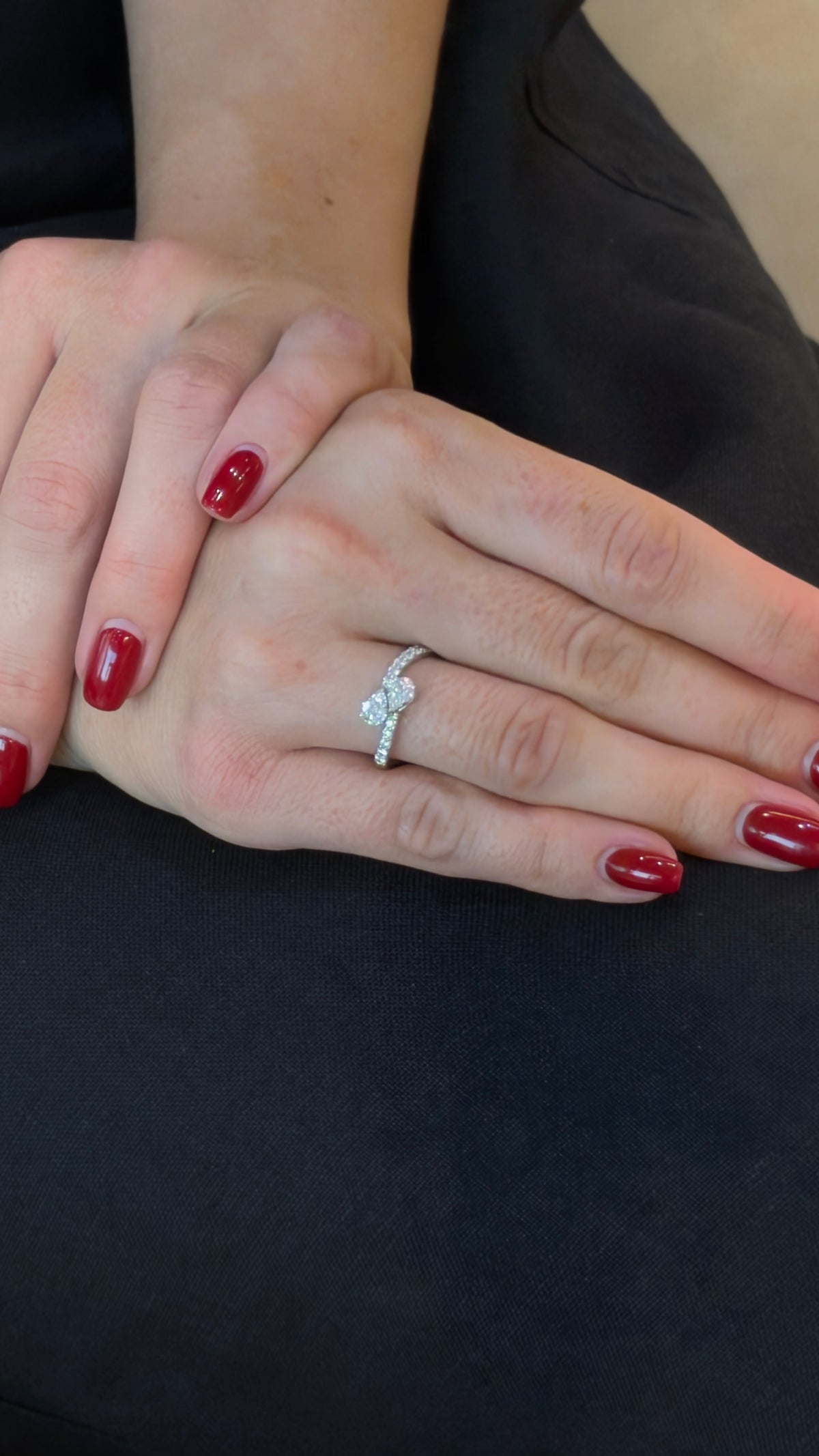 Breathtaking Double Illusion Setting Pear Diamond Ring - additional view