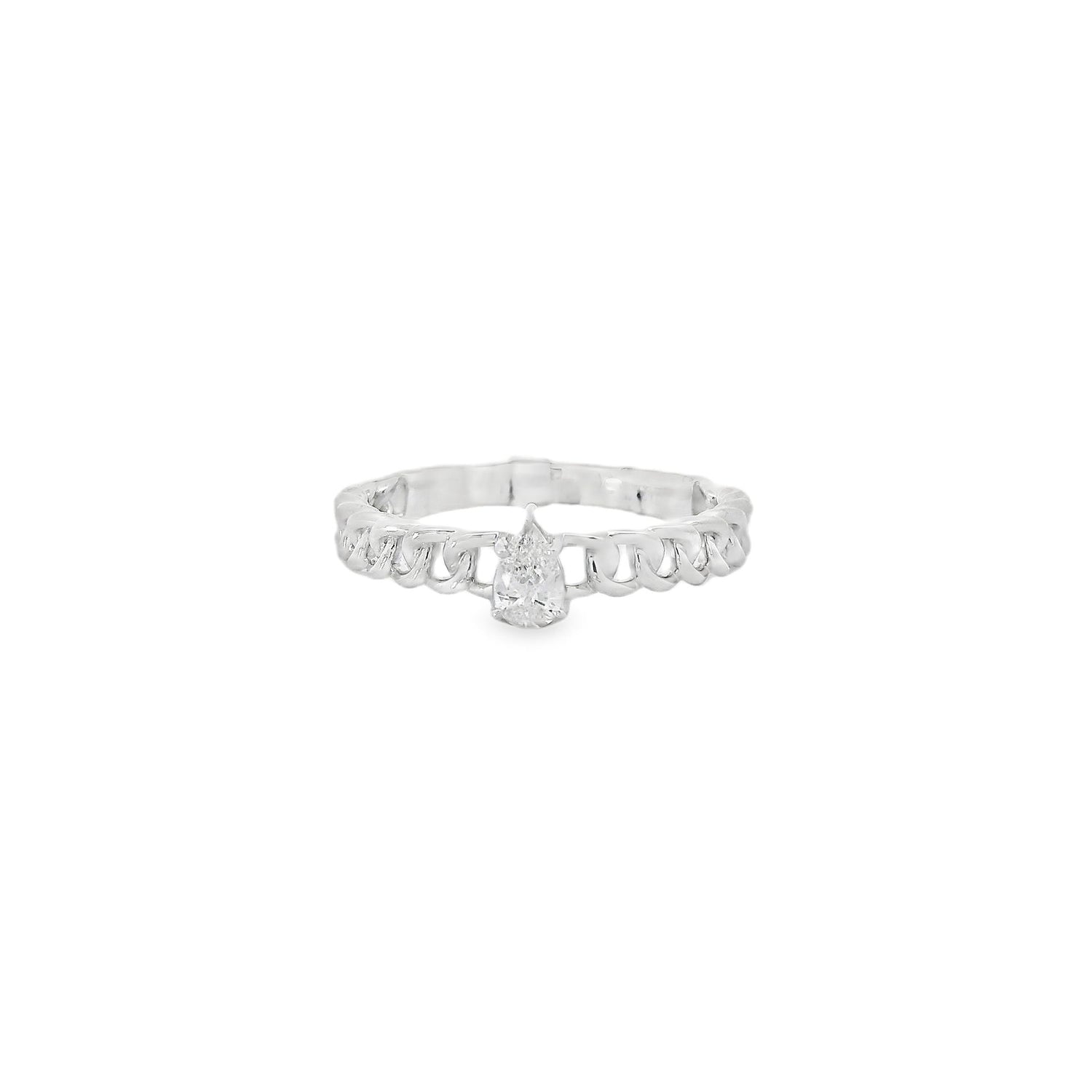 Subtle Pear Solitaire Diamond Links Ring