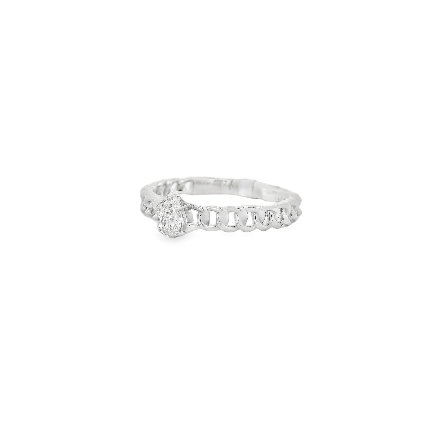 Subtle Pear Solitaire Diamond Links Ring