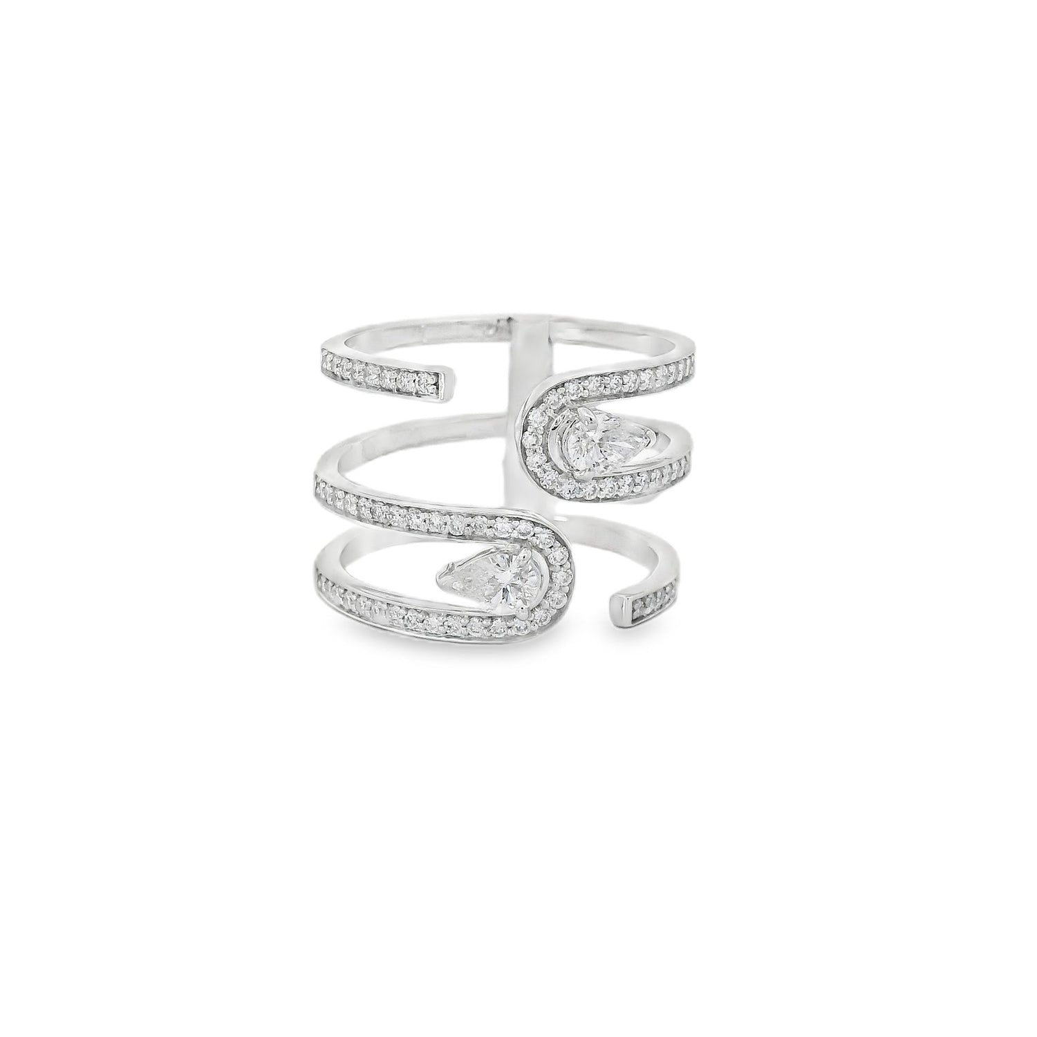 Bold Multi-Layer Illusion Pear Diamonds Ring