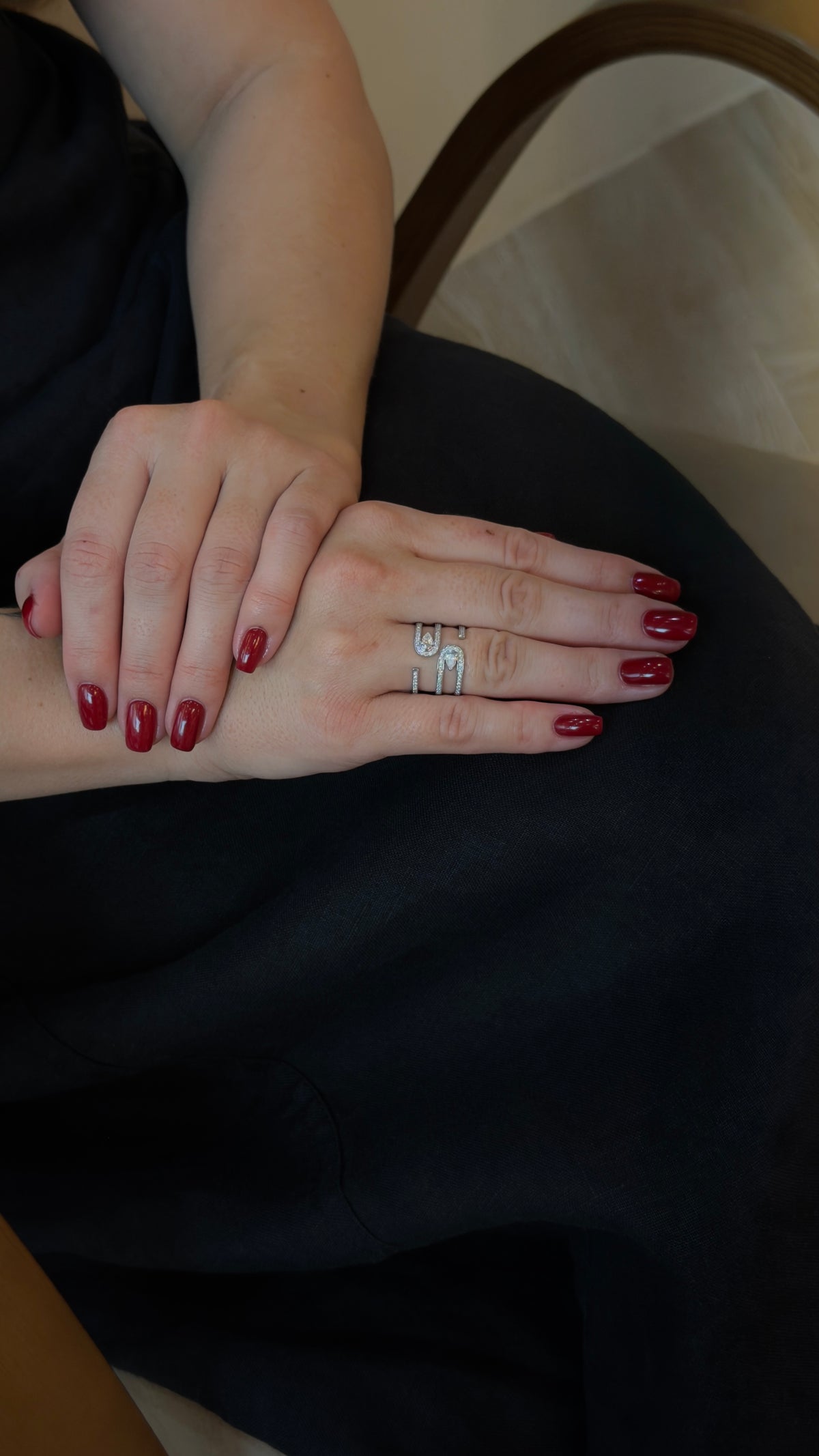 Bold Multi-Layer Illusion Pear Diamonds Ring - additional view