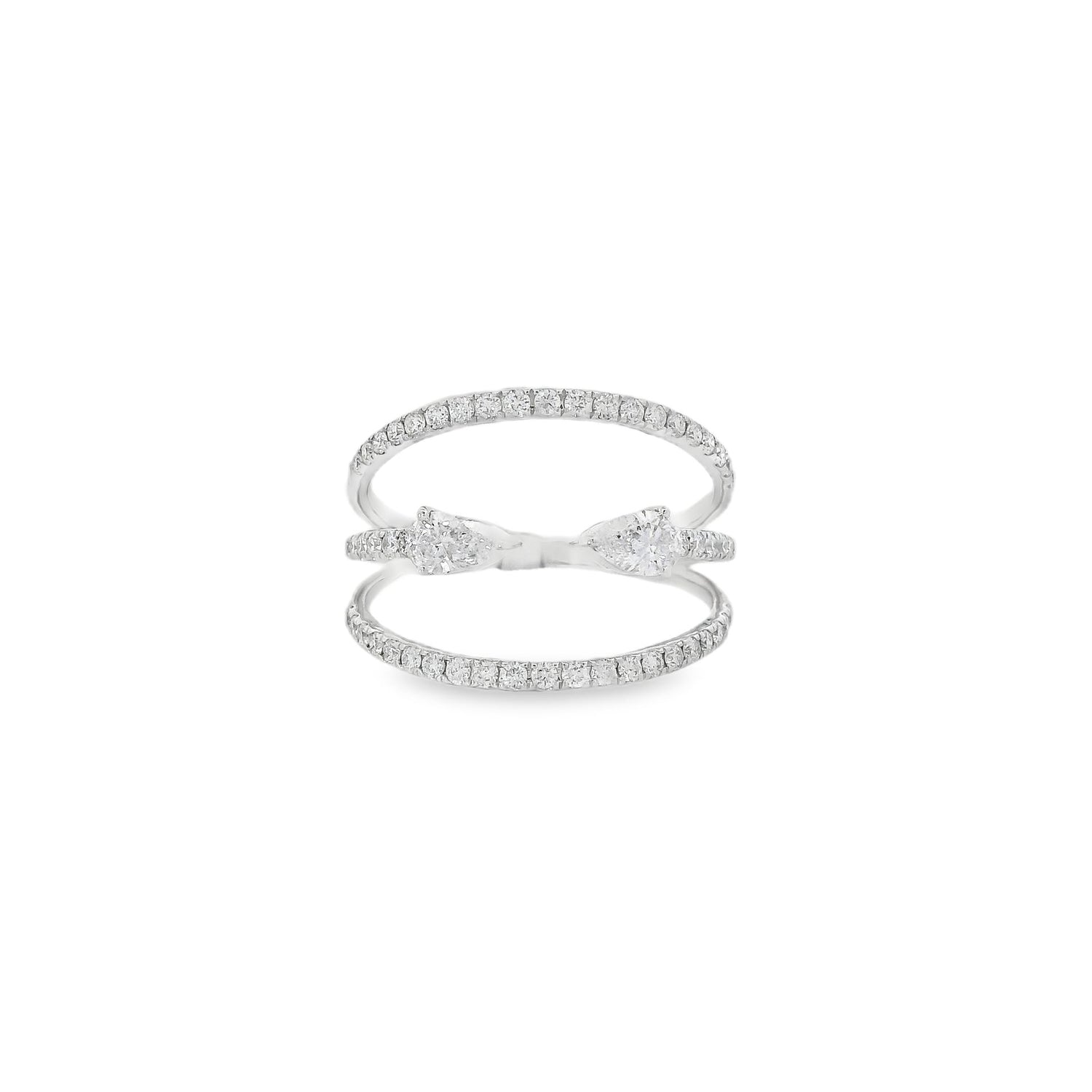 Enchanting Dual Pear Solitaire Diamond Layers Ring