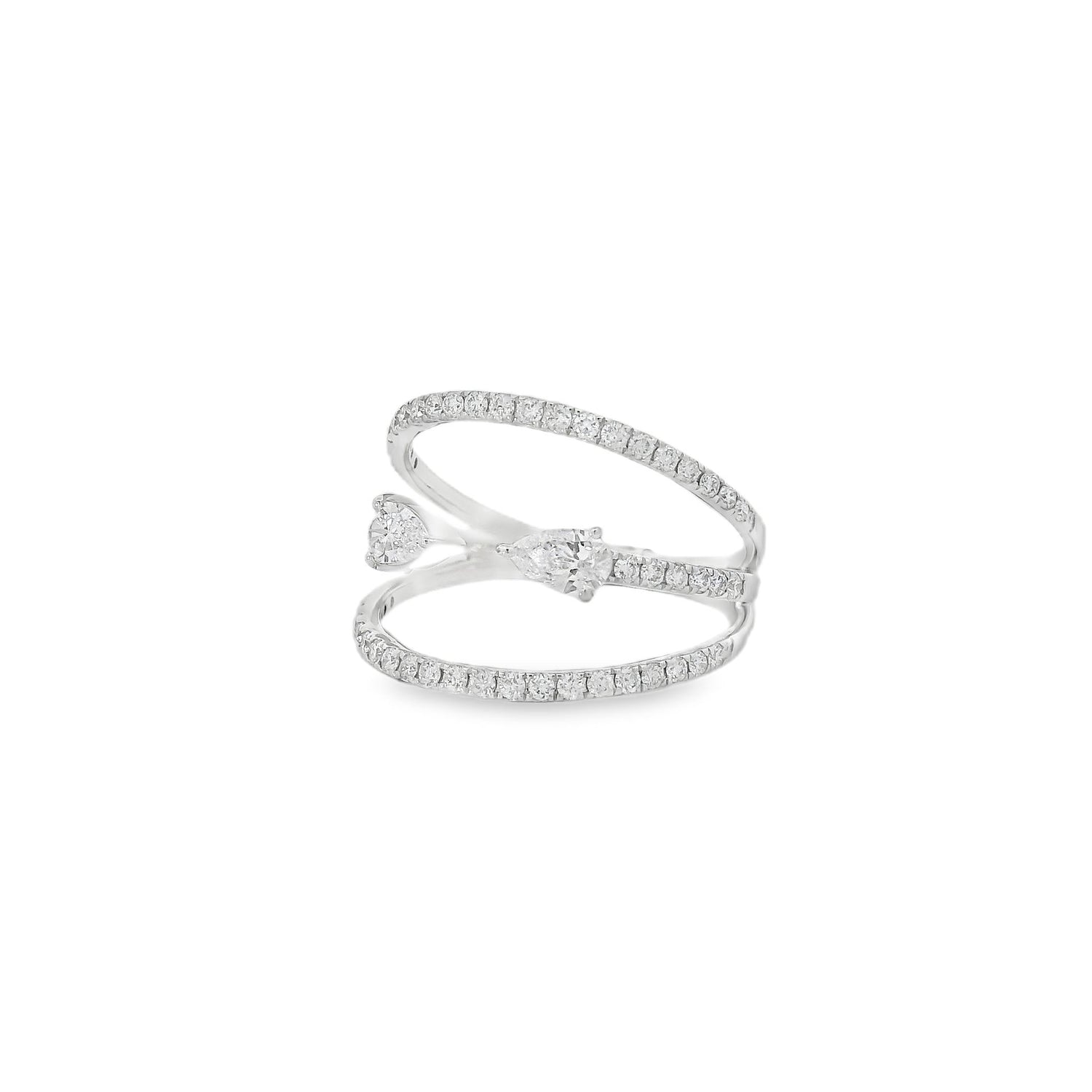 Enchanting Dual Pear Solitaire Diamond Layers Ring