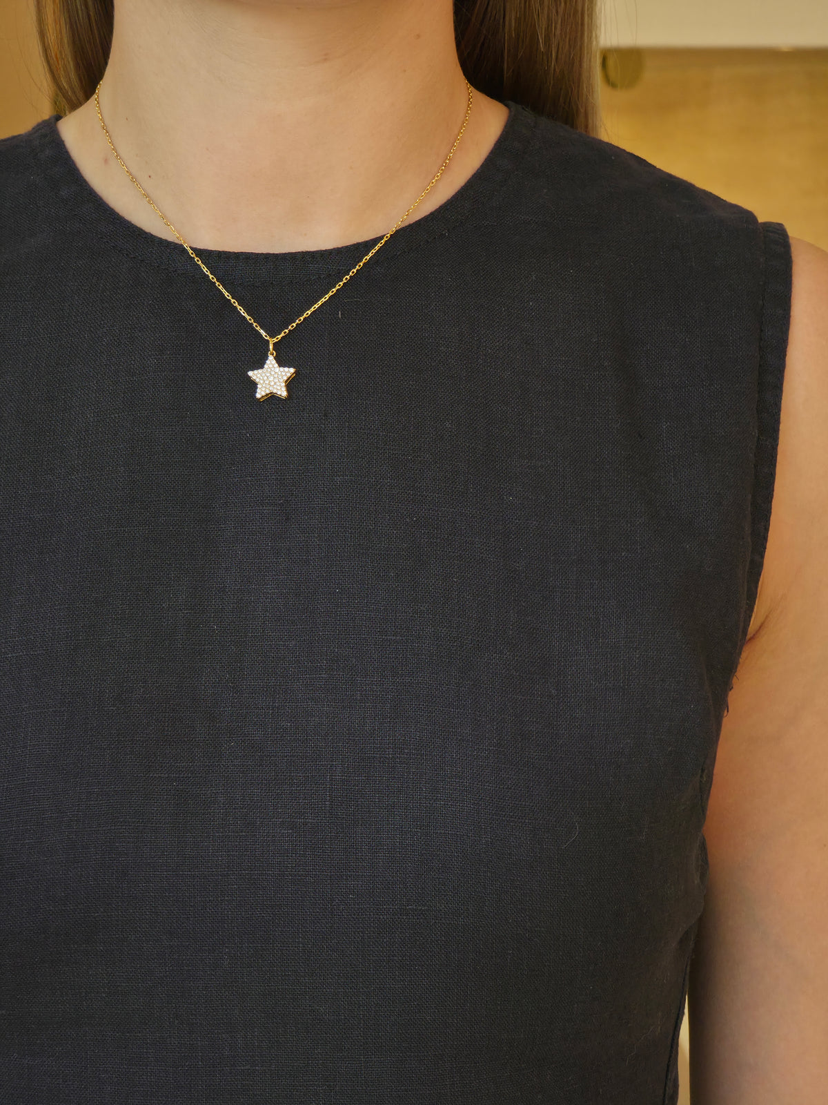 Dazzling Yellow Gold Star Diamond Pendant - additional view