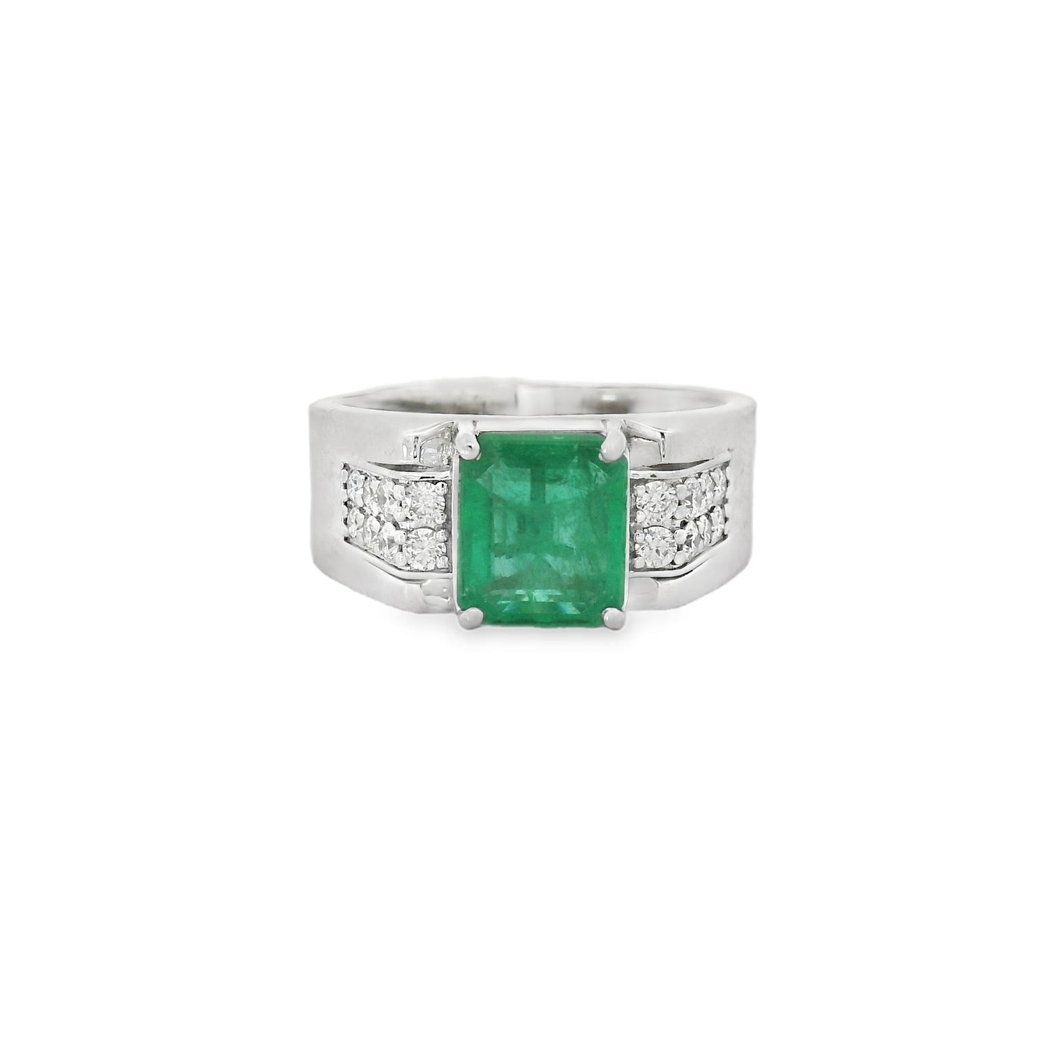 Elegant Emerald Double Line Diamond Men Ring