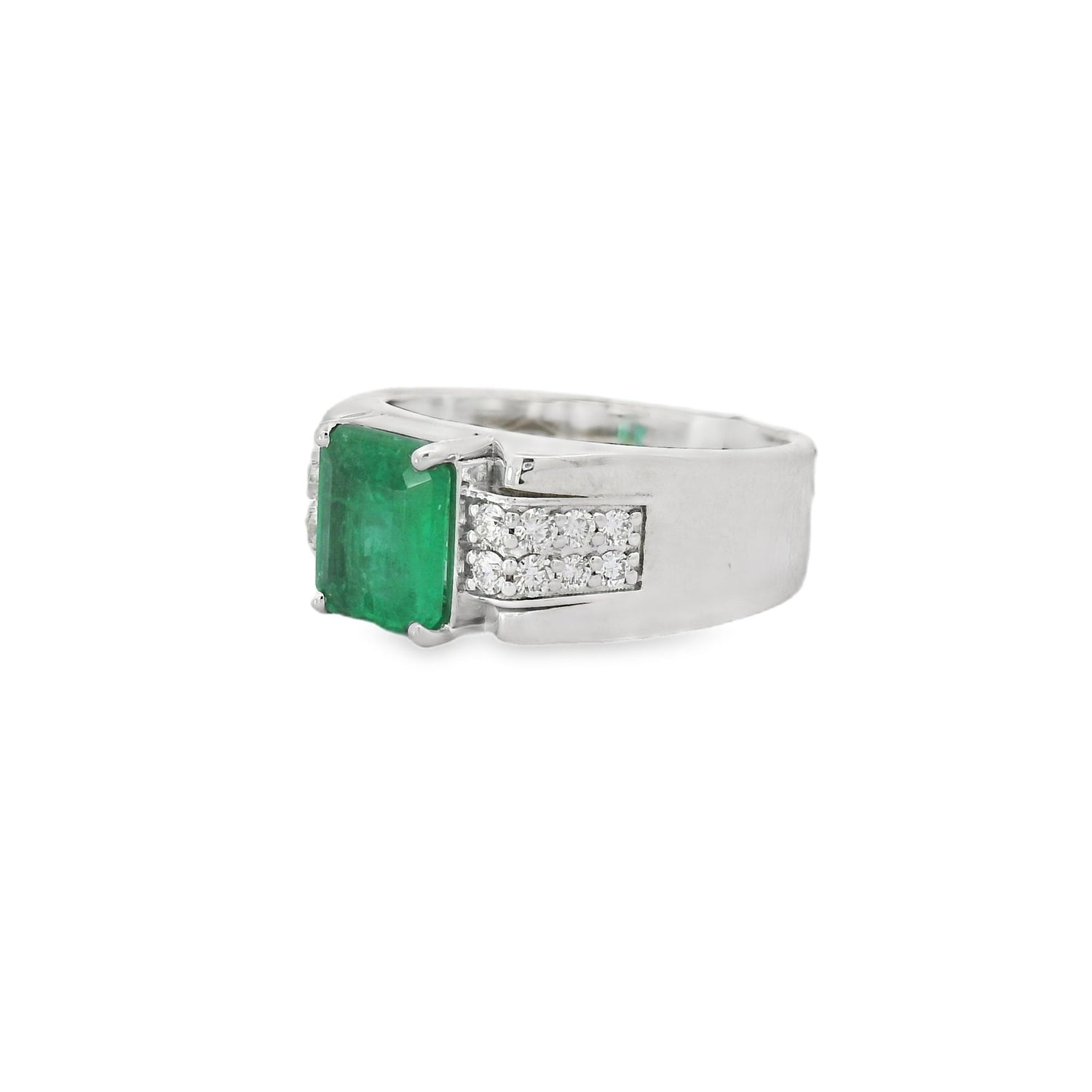 Elegant Emerald Double Line Diamond Men Ring