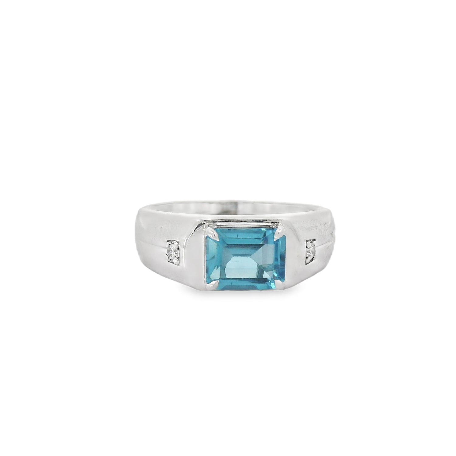 Stunning Emerald-Cut Topaz Silver Men Ring