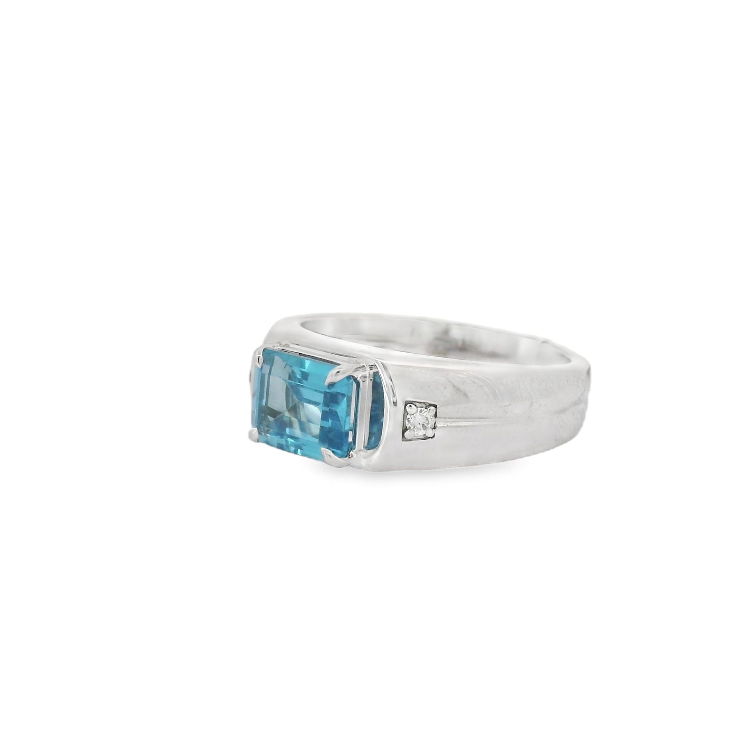 Stunning Emerald-Cut Topaz Silver Men Ring