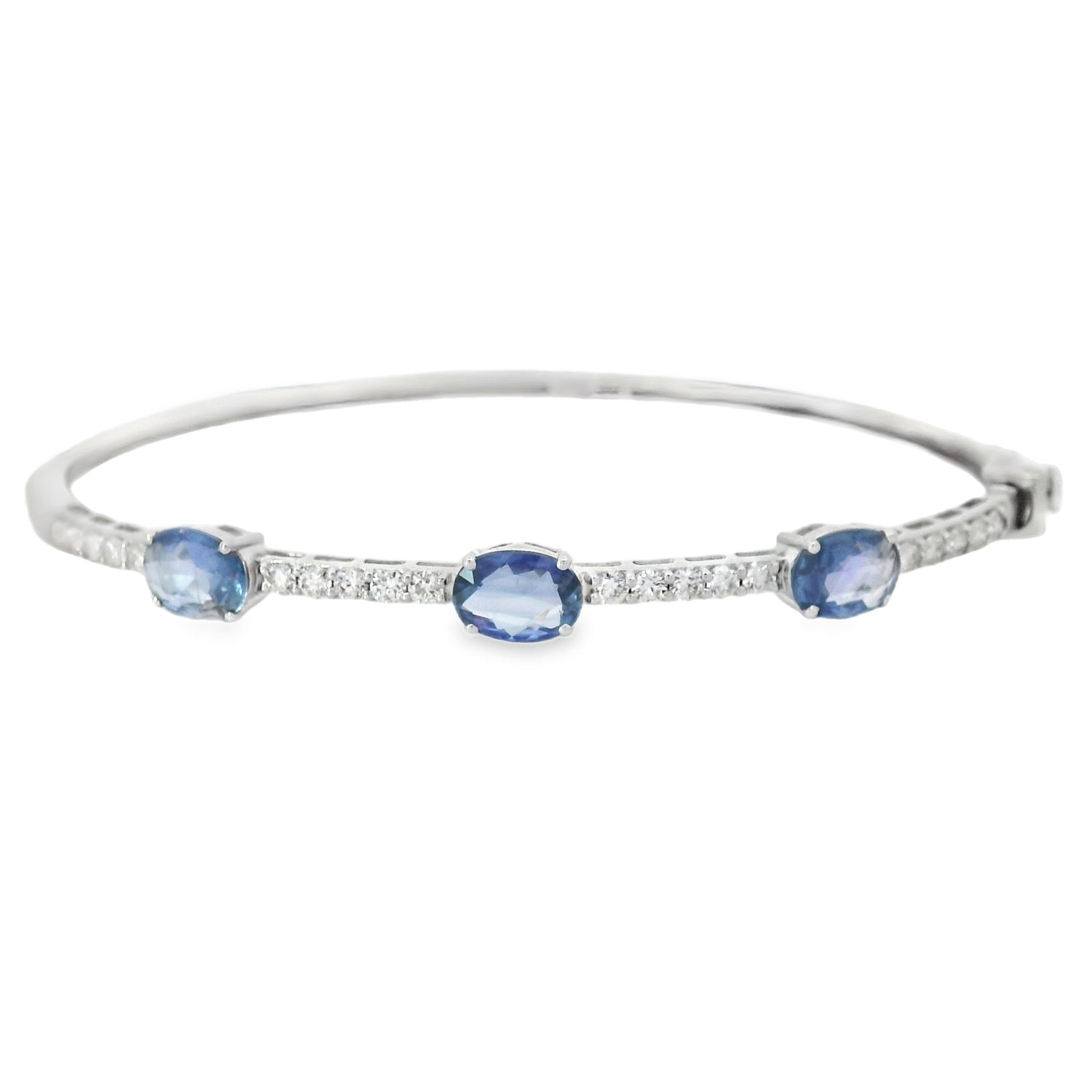 Refined Oval Trio Sapphire Diamond Bangle