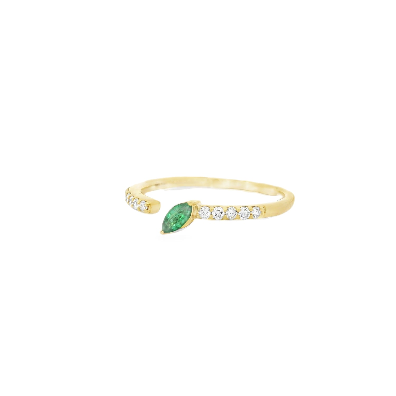 Soft Marquise Emerald & Diamond Open Ring