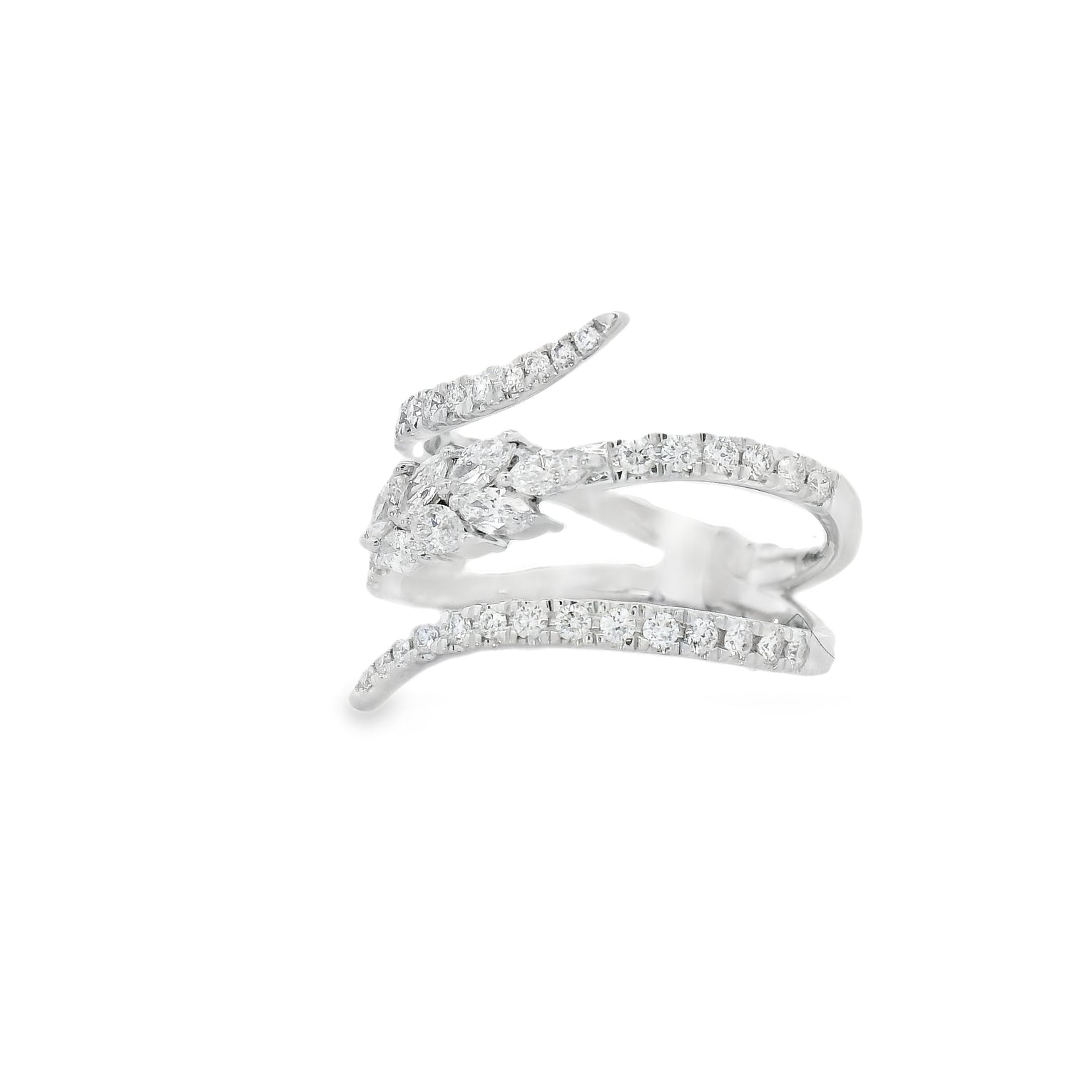 Whimsical Wrap-Around Leafy Diamond Ring