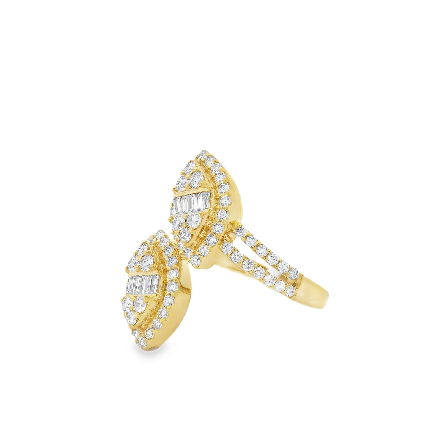 Elegant Dual Marquise Cluster Diamond Yellow Ring