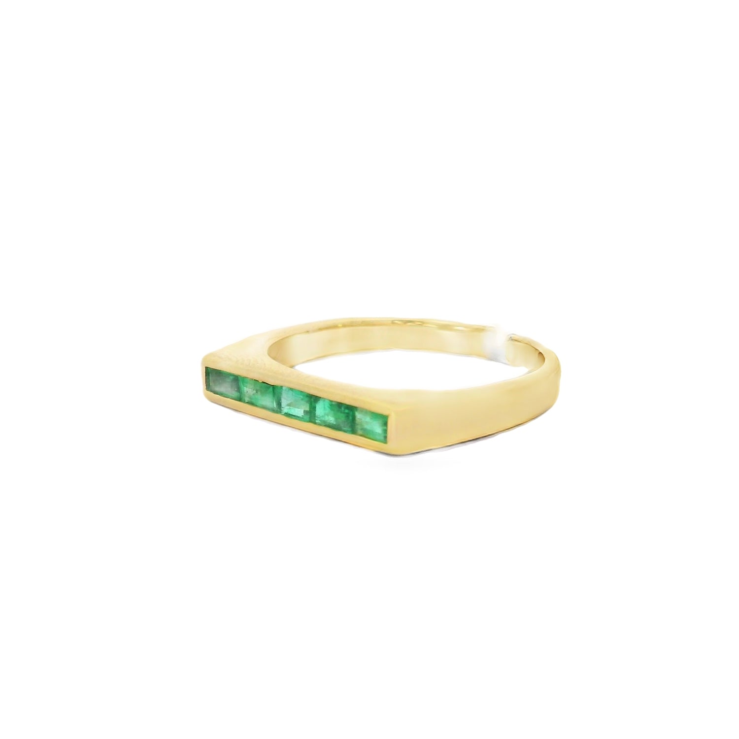 Chic Step Cut Emeralds Yellow Ring