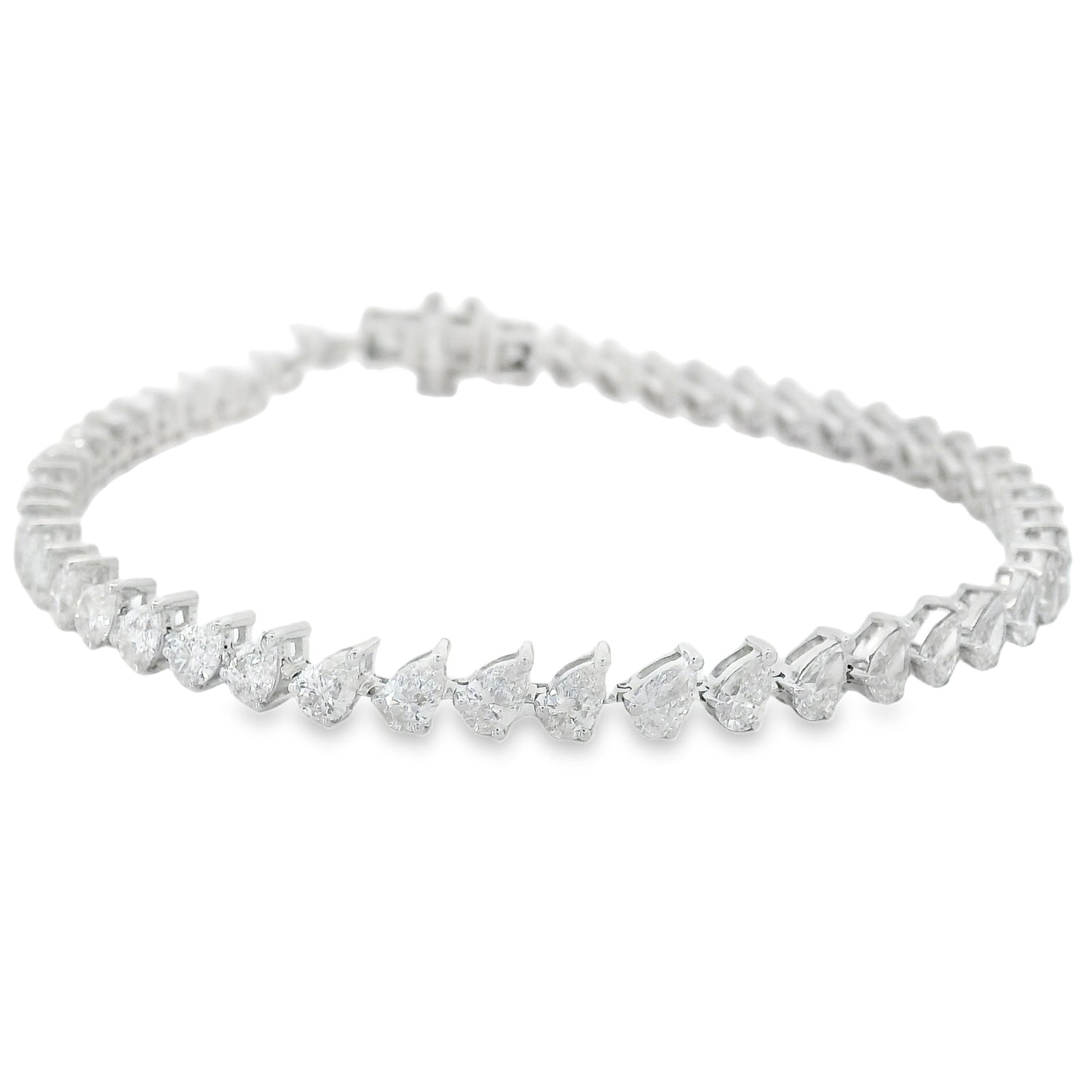 Stunning Diagonal Pear-Shaped Diamond Tennis Bracelet