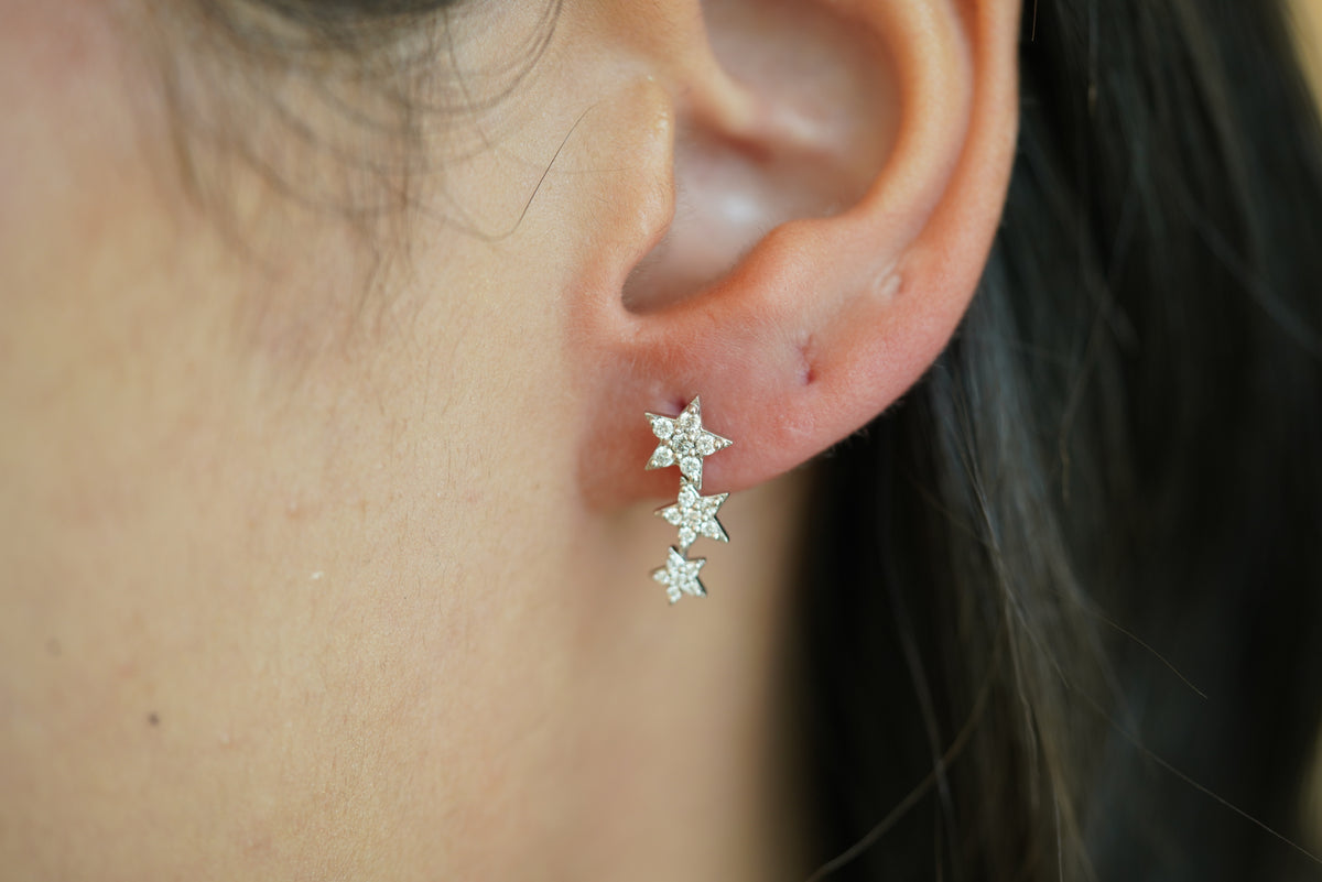 Dazzling Trio Star Diamond Earrings - additional view
