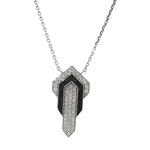 White gold necklace with layered pointed diamond centrepiece and black accent
