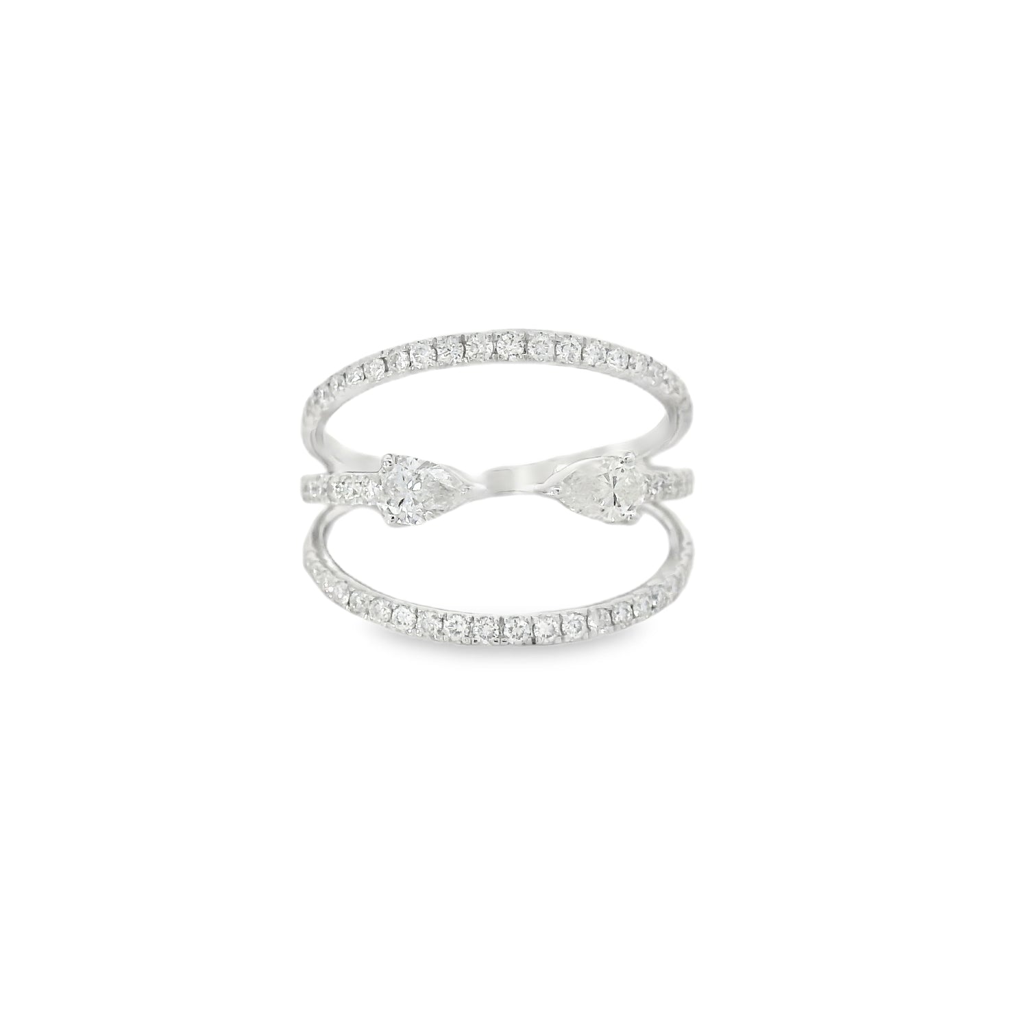 Graceful Dual Pear Diamond Layered Ring