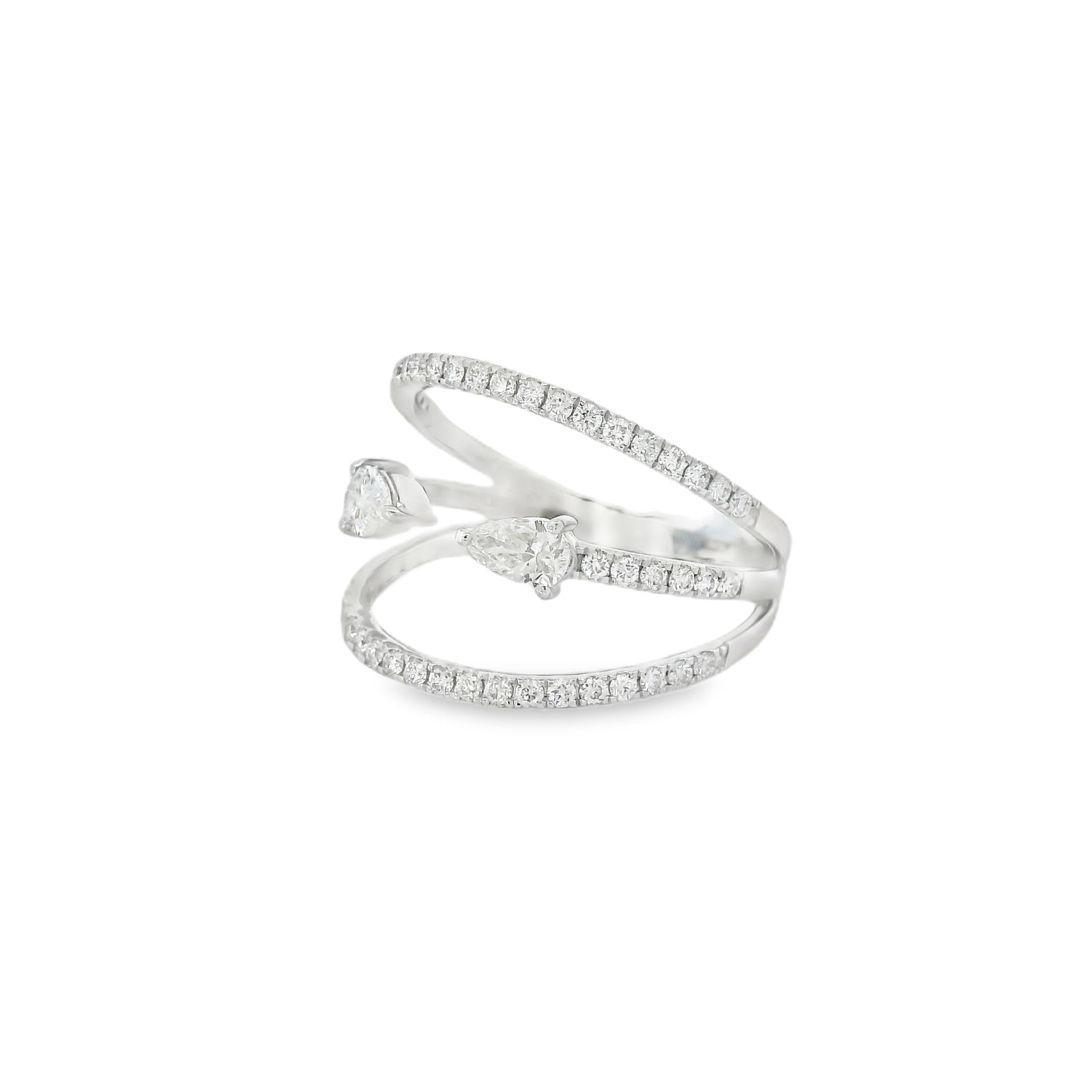 Graceful Dual Pear Diamond Layered Ring