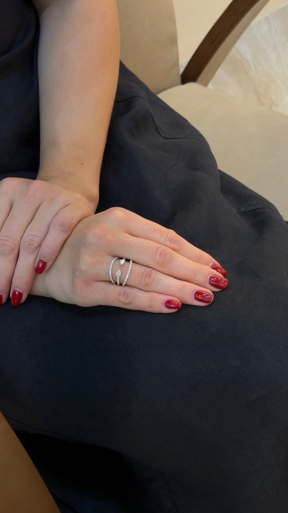 Graceful Dual Pear Diamond Layered Ring - additional view