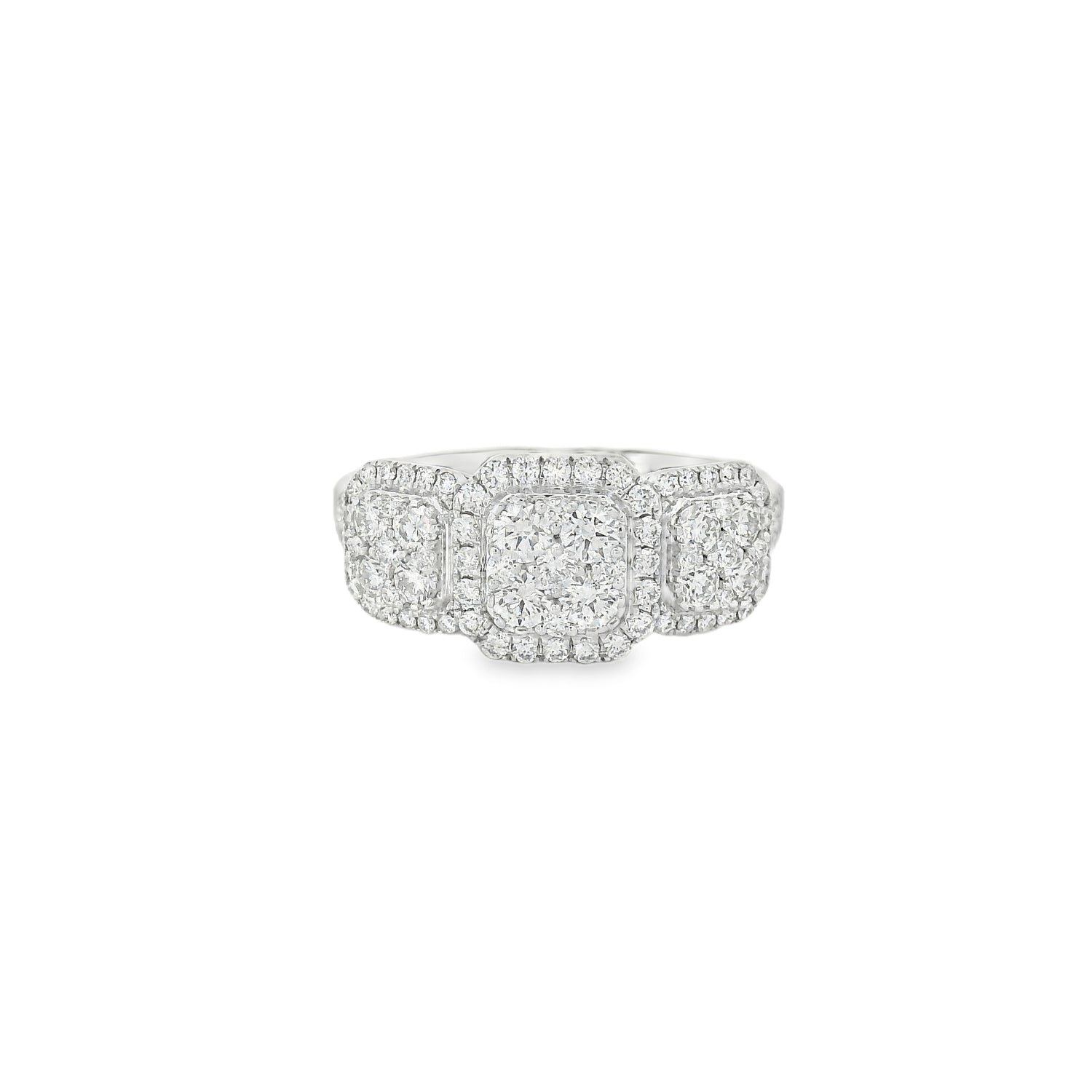 Exquisite Three-Stone Square Diamond Ring