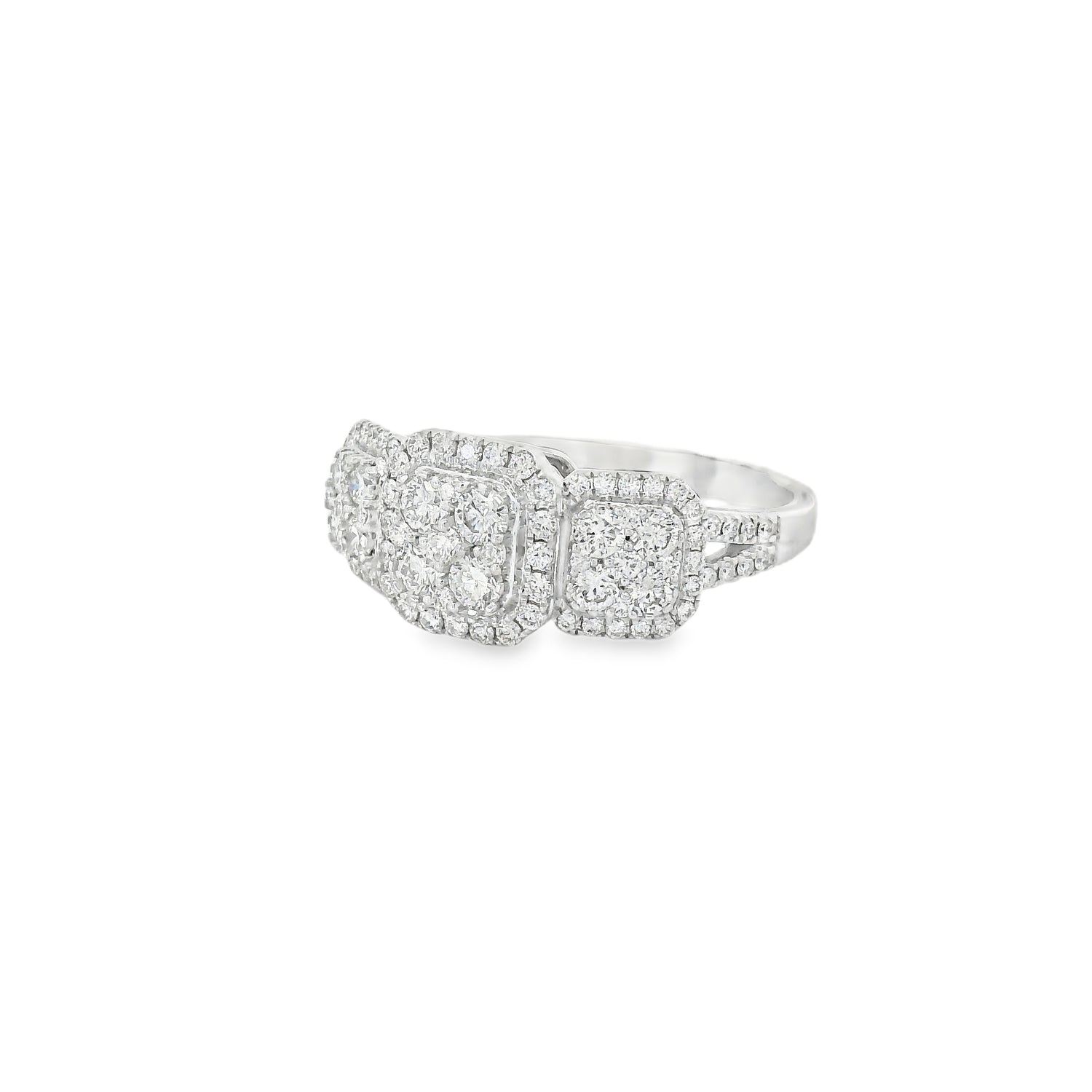 Exquisite Three-Stone Square Diamond Ring
