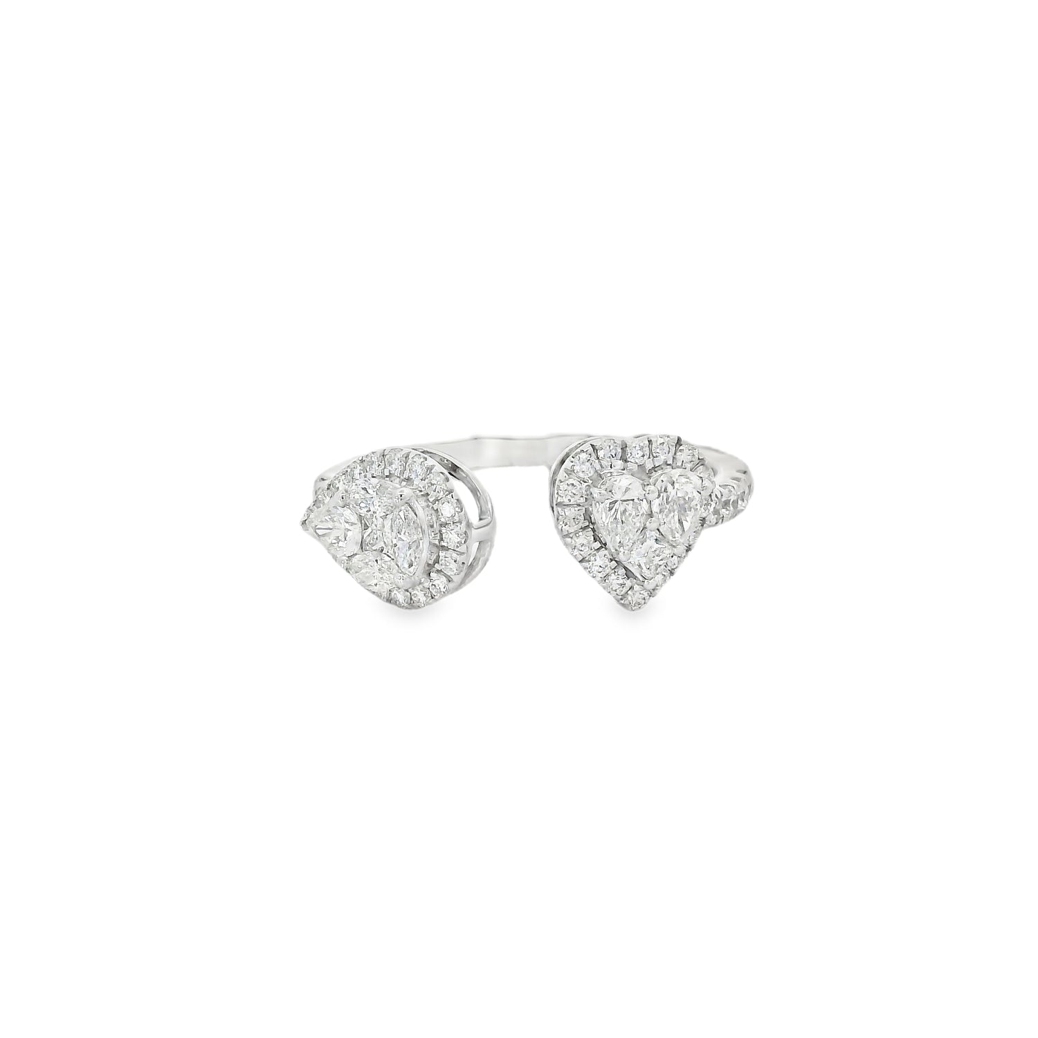 Charming Cluster Pear & Heart Diamond Ring