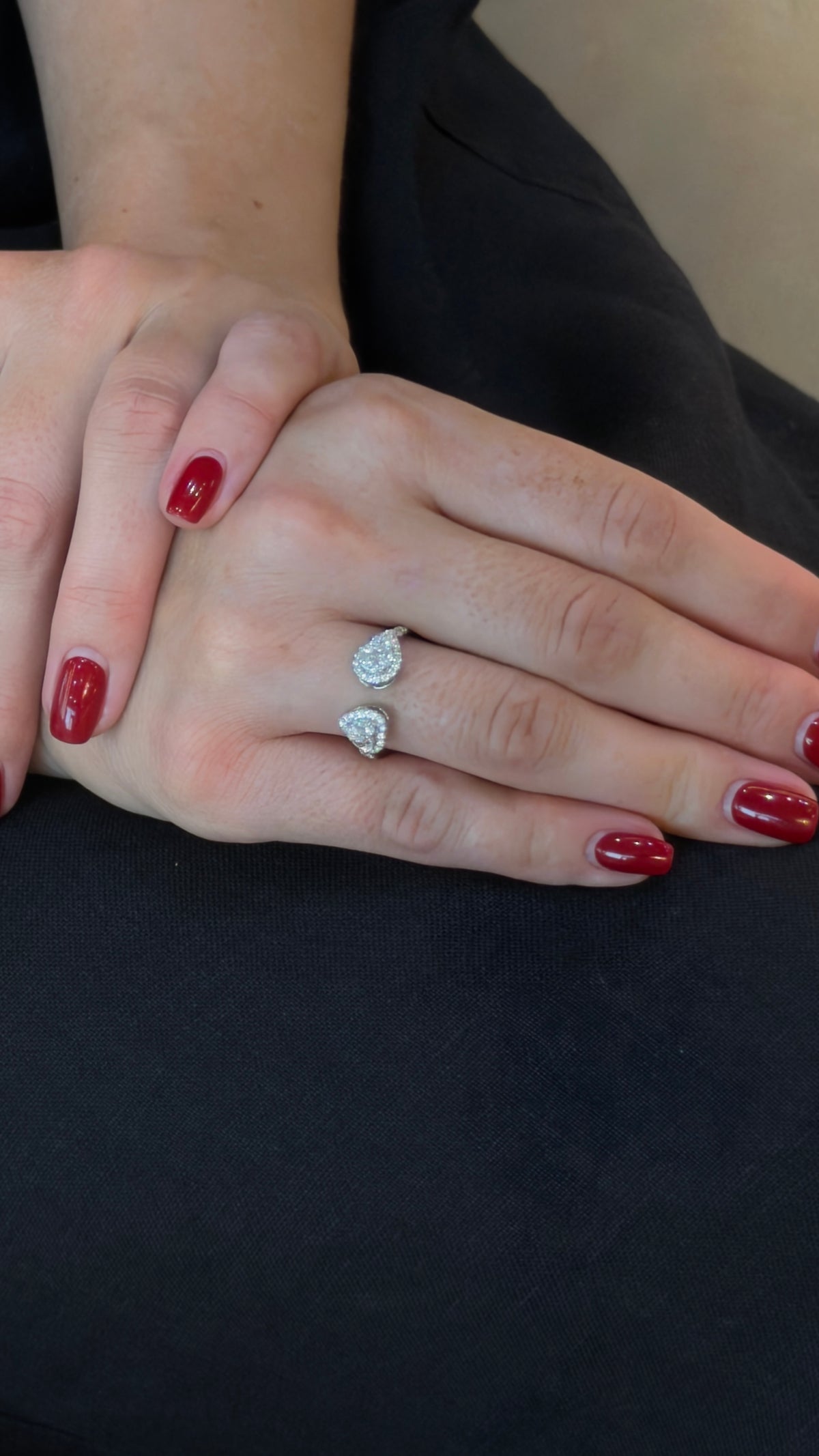 Charming Cluster Pear & Heart Diamond Ring - additional view