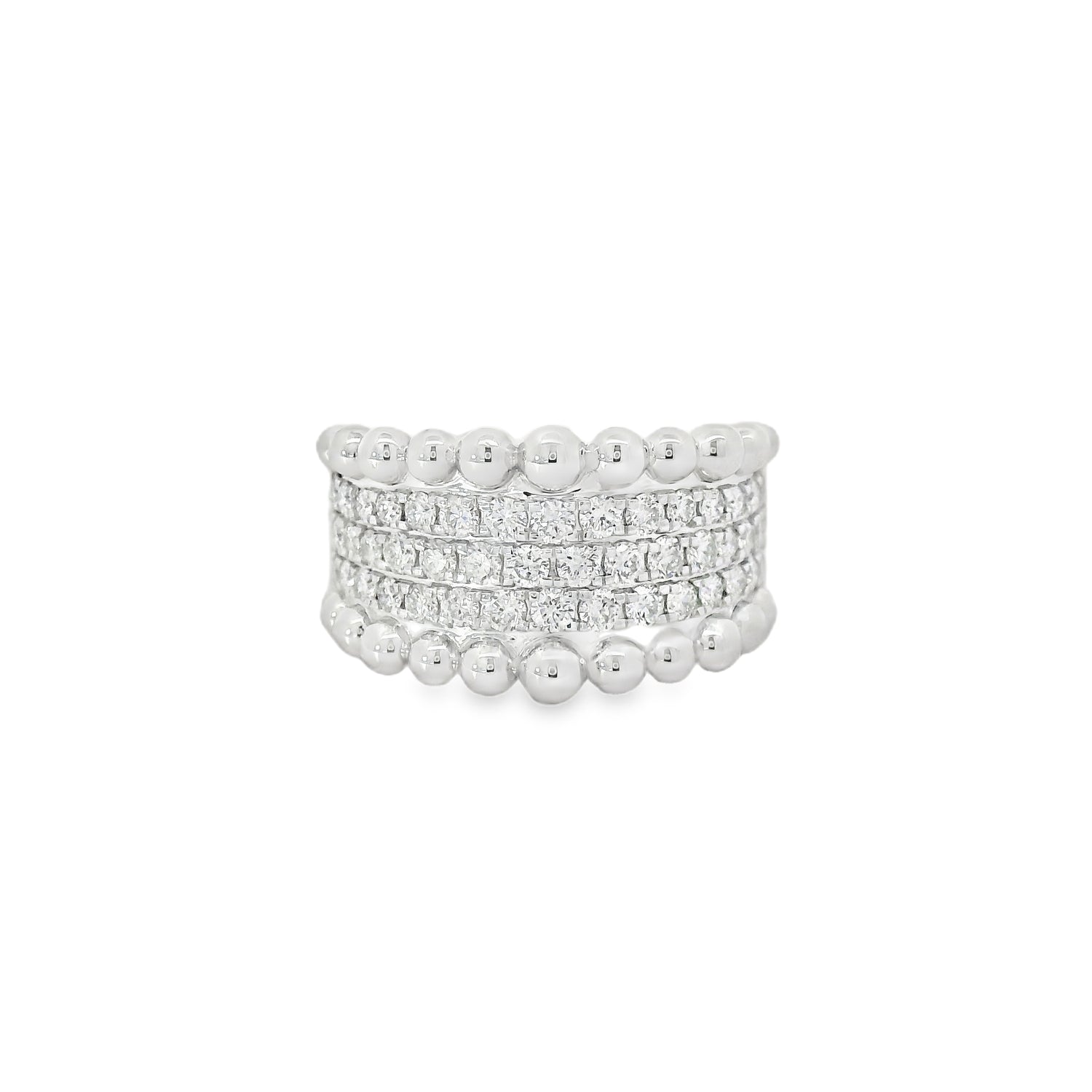 Mystic Three Rows of Diamond Beaded Ring