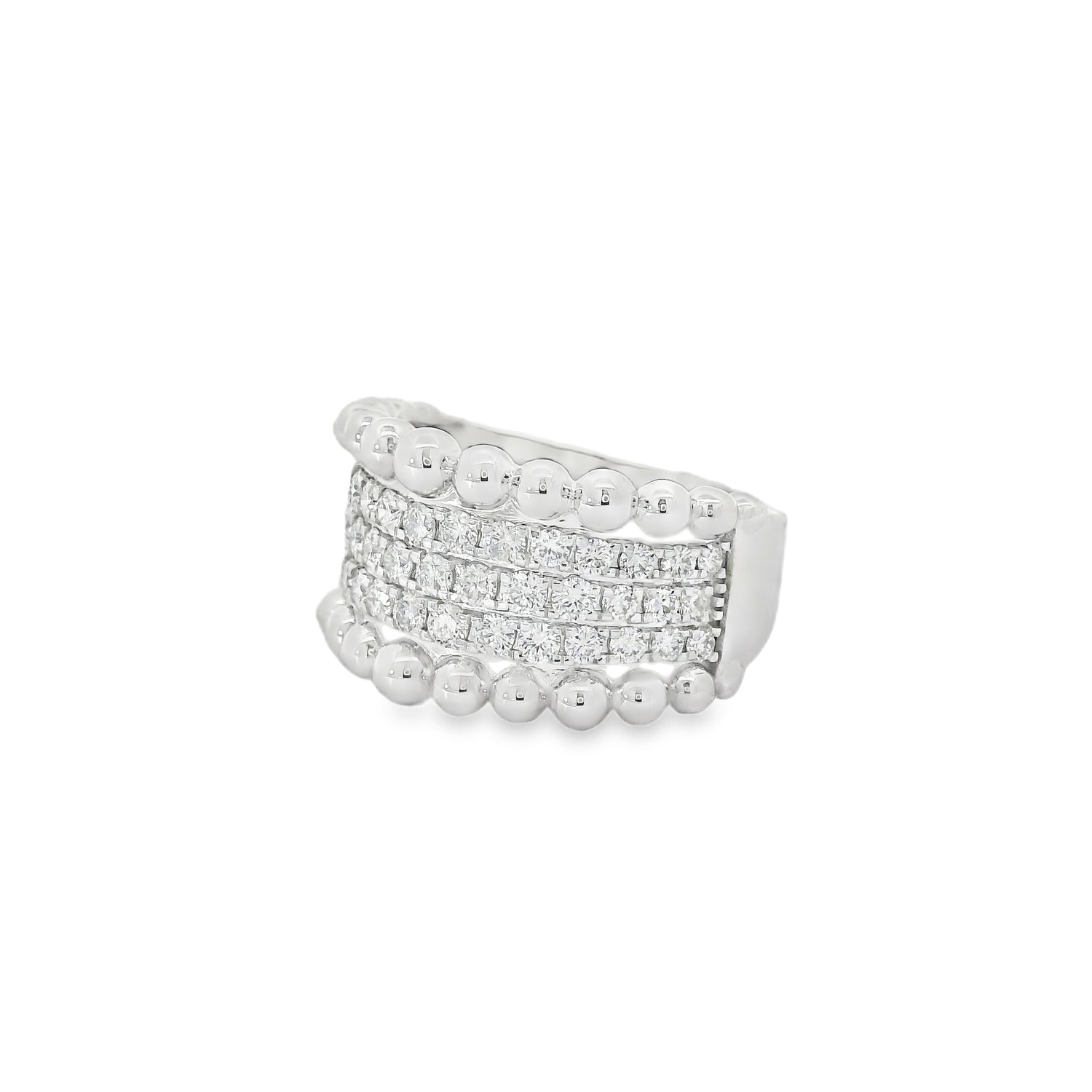 Mystic Three Rows of Diamond Beaded Ring