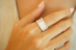 Mystic Three Rows of Diamond Beaded Ring - additional view