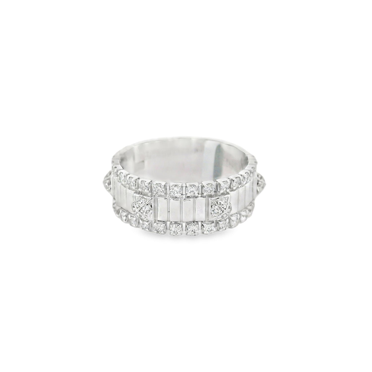 Polished Design Diamond Band Ring