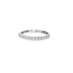White gold slim ring with two close rows of round diamonds across the front