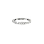 Angled view of double-row diamond ring showing the plain rear band