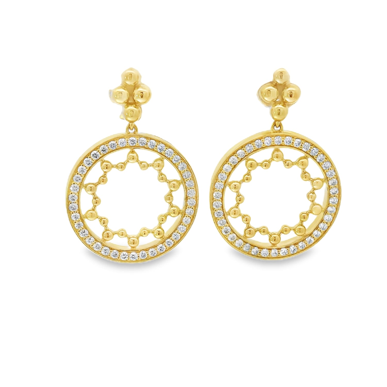 Charming Diamond Framed Yellow Circle Earrings