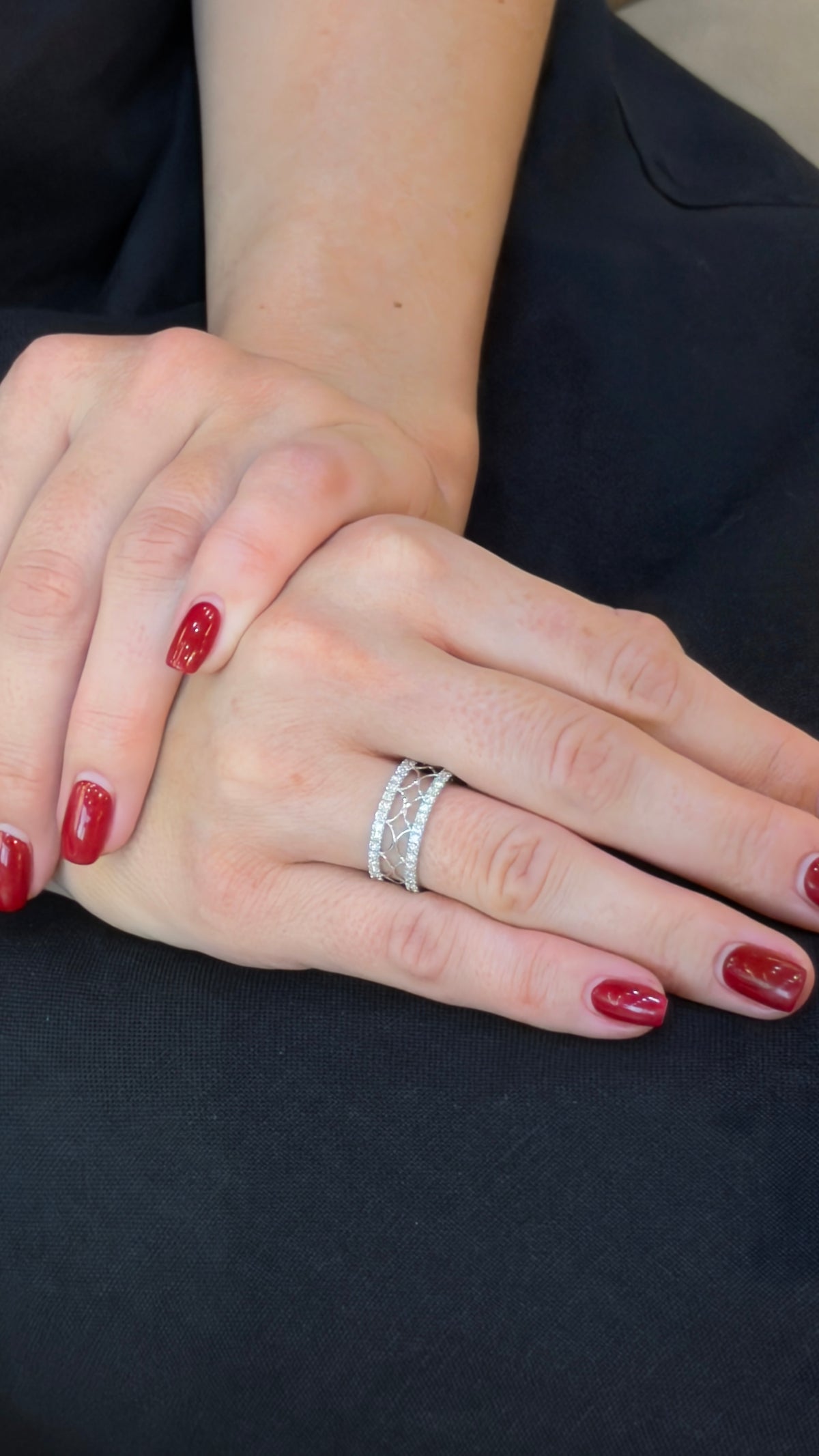 Refined Scalloped Openwork Diamond Band Ring - additional view