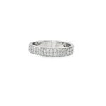 White gold band ring with geometric diamond panel pattern
