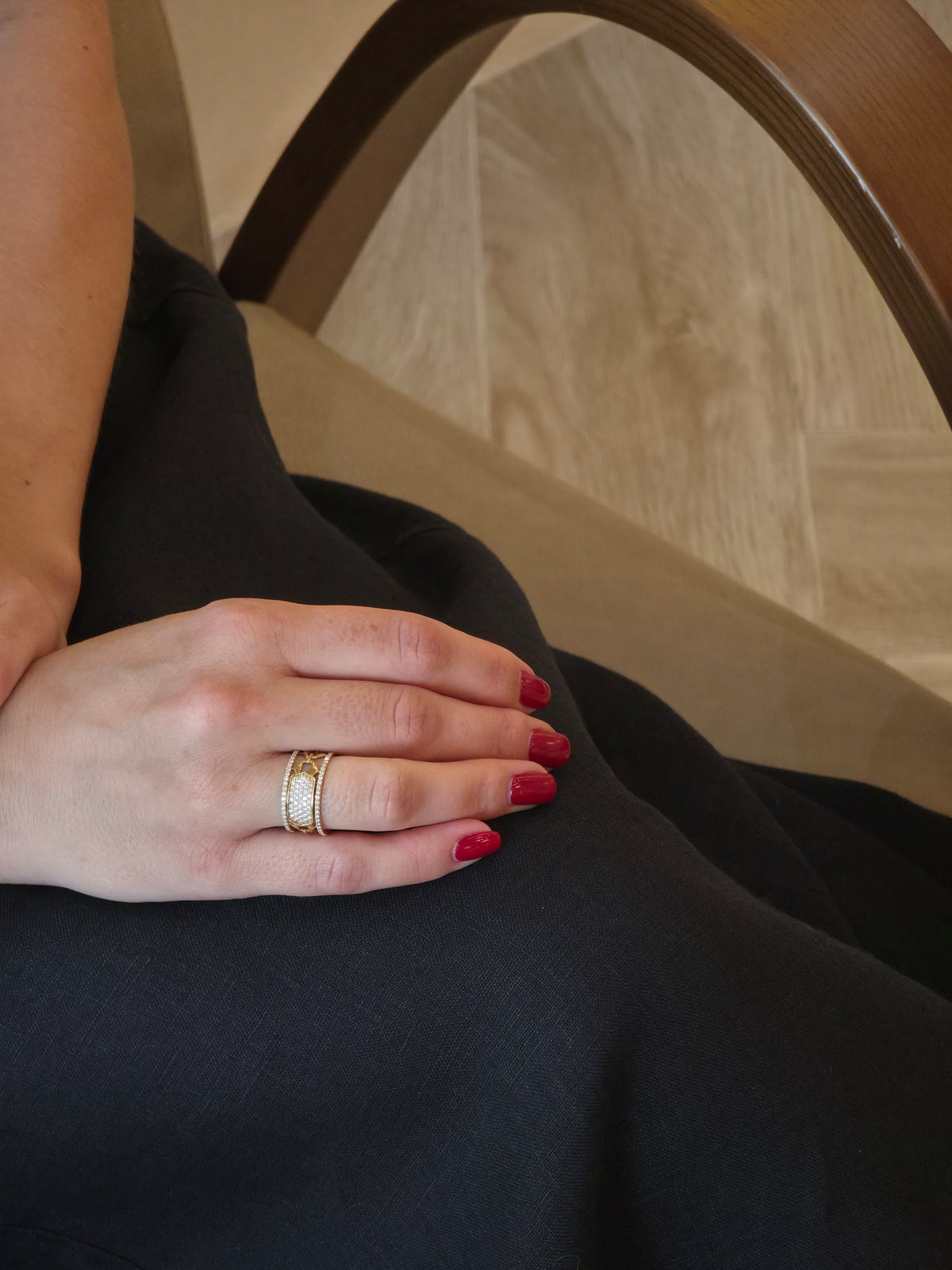 Bold Geometric Diamond Yellow Gold Ring - additional view
