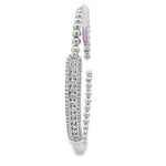 Angled view of white gold beads and double-bordered diamond station