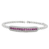 White gold beaded bangle with pink sapphire and diamond station