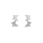 White gold butterfly earrings with polished wings and round diamonds