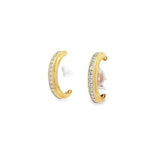 Yellow gold hoop earrings lined with princess-cut diamonds