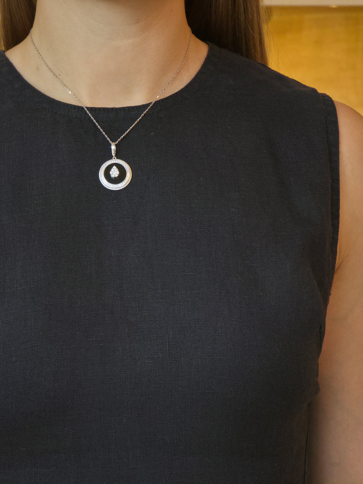 Black Onyx Diamond Medallion Pendant - additional view